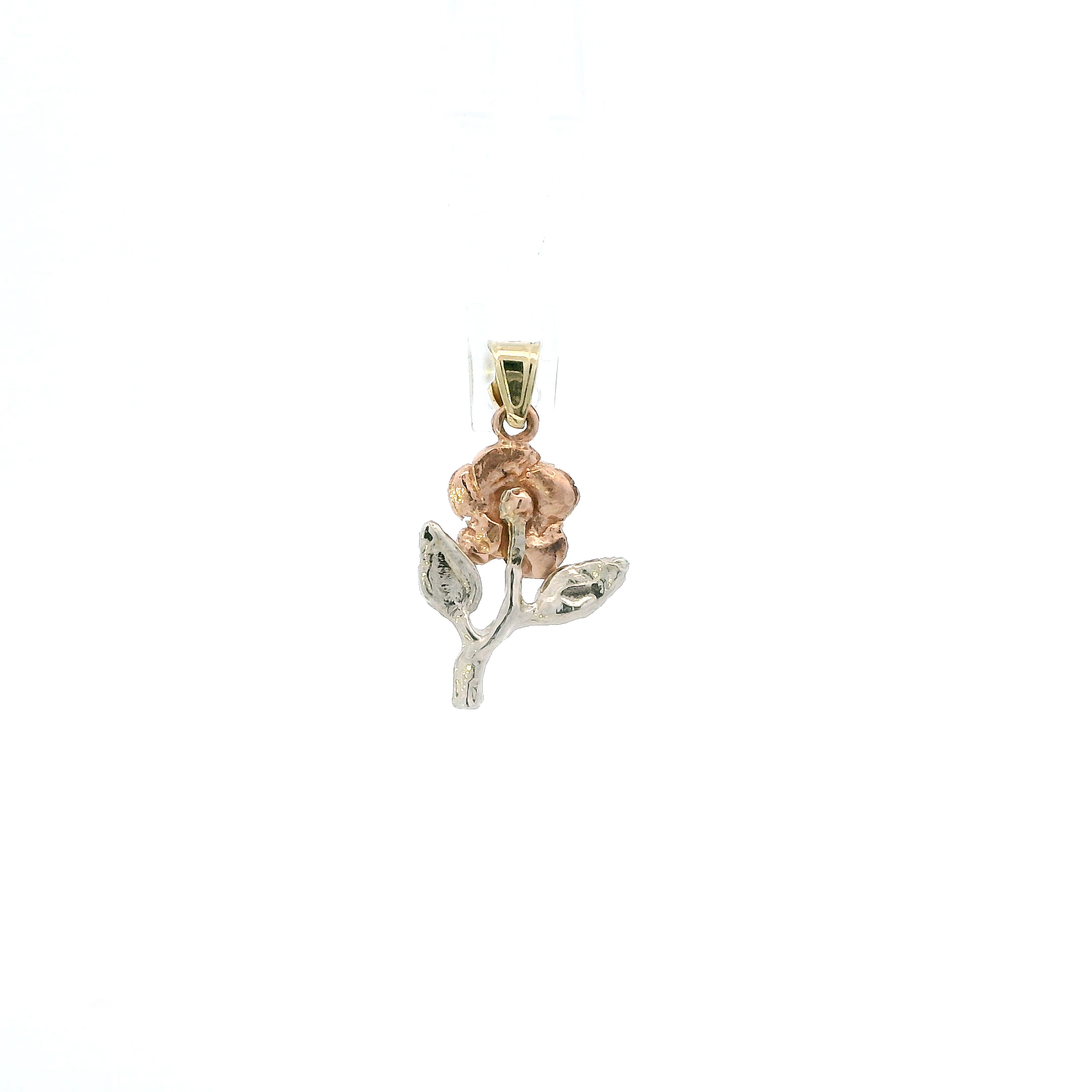 10K Yellow & Rose Gold Diamond Cut Rose Pendant