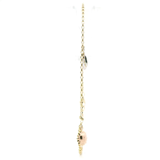14K Tri Color Gold 10" Moon, Star, & Sun Anklet