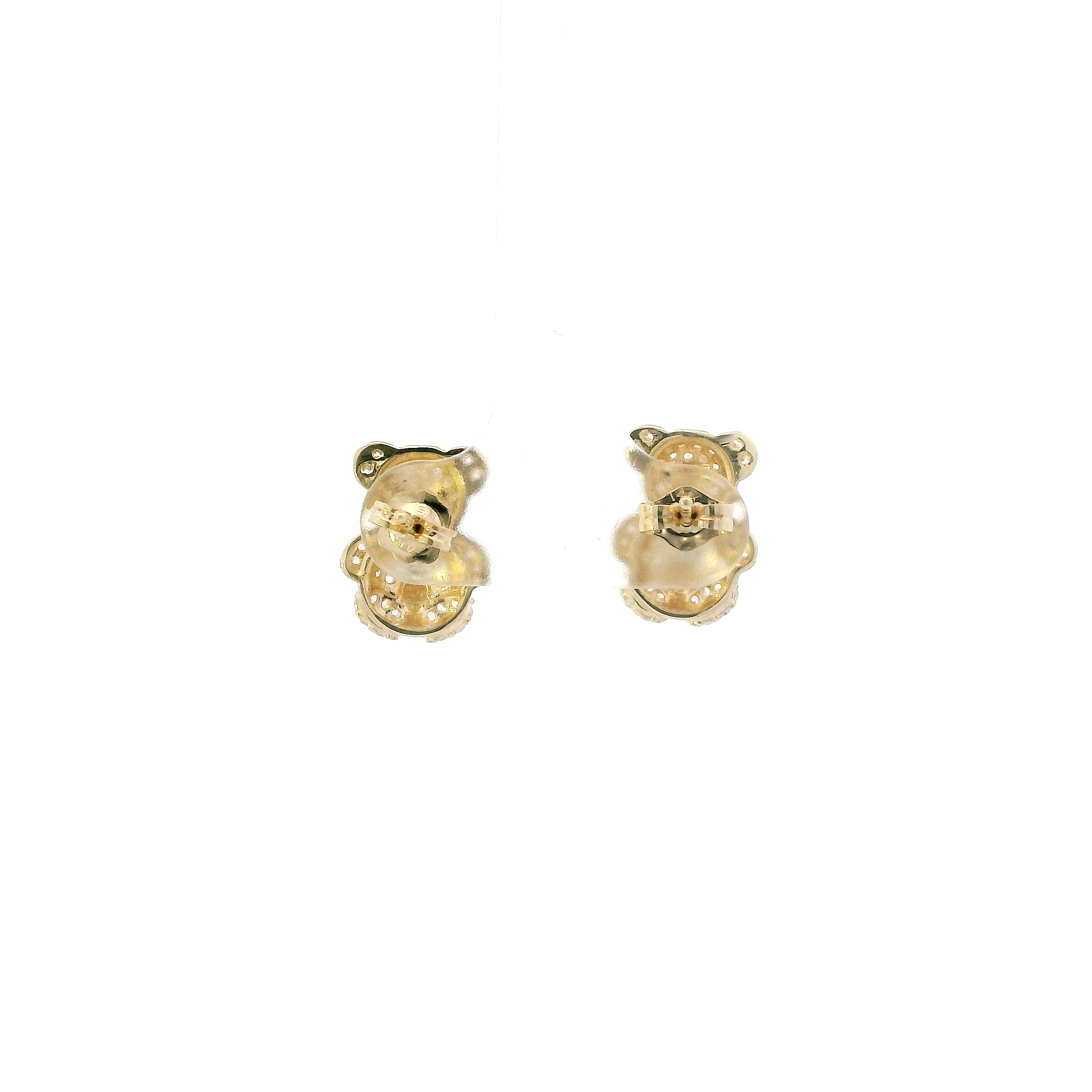 14K Yellow Gold Teddy Bear Stud Earrings