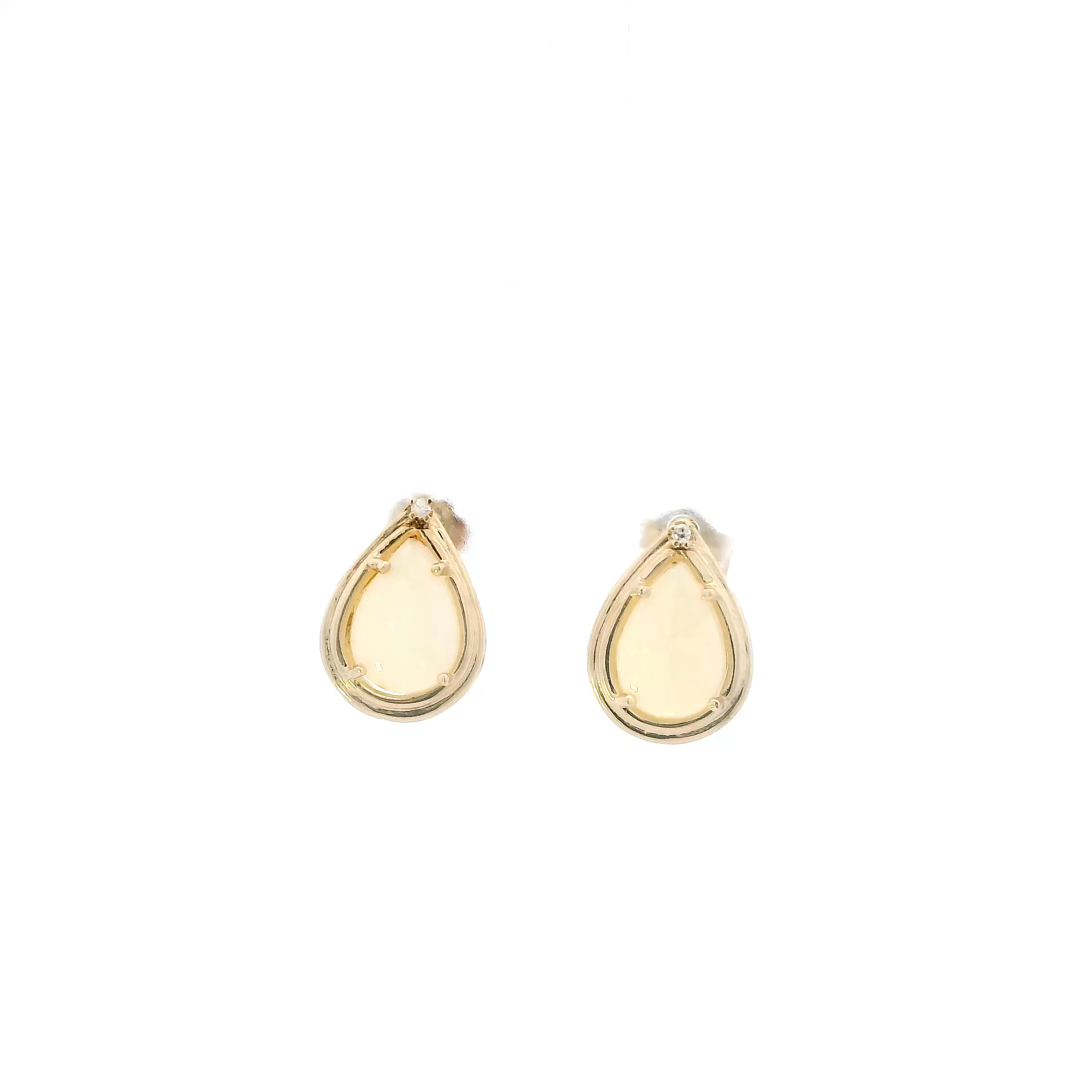 14K Yellow Gold Pear Shaped Opal Earrings