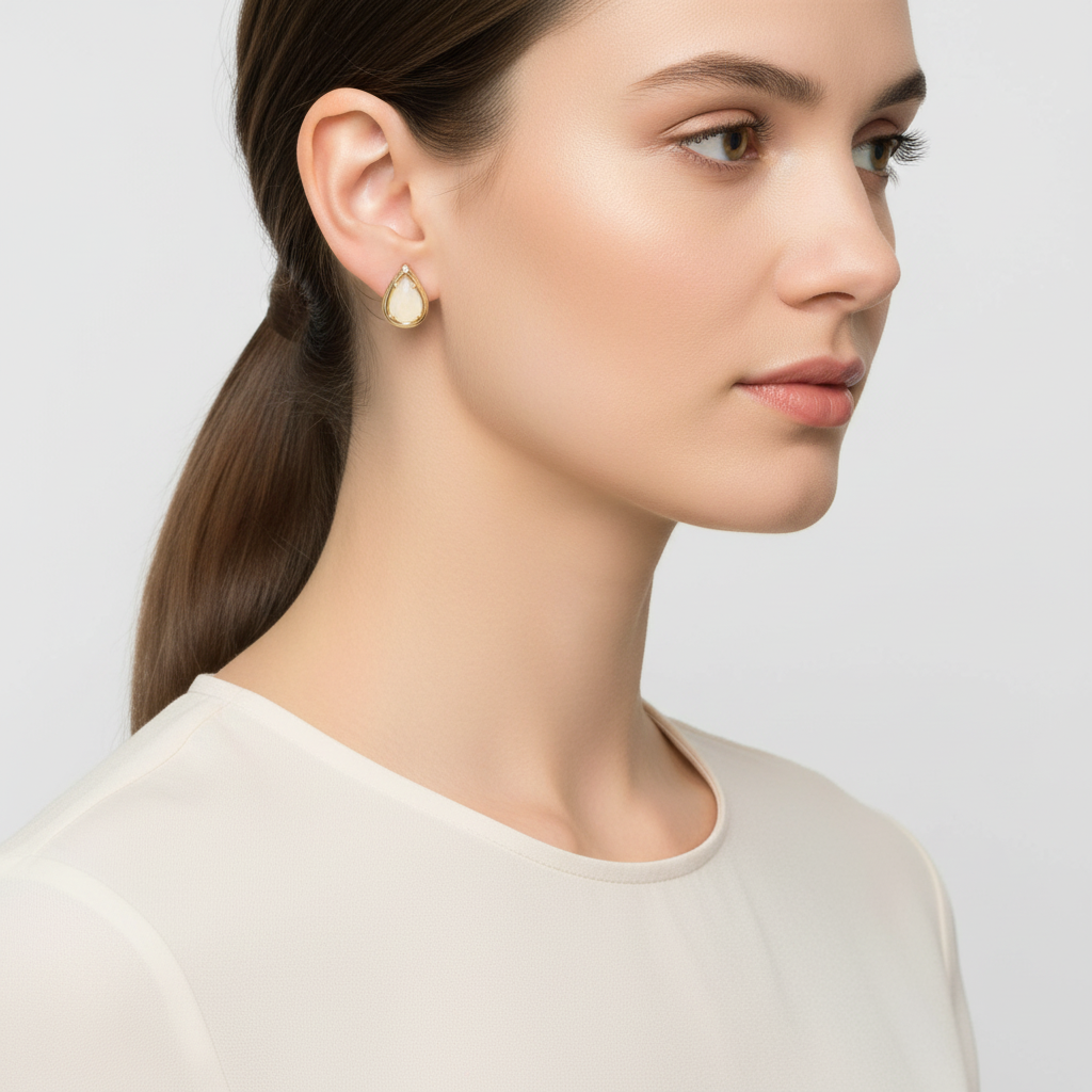 14K Yellow Gold Pear Shaped Opal Earrings