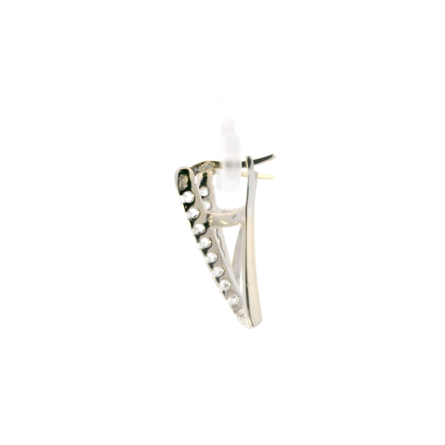 14K White Gold Abstract Triangle Design Dangle Earrings