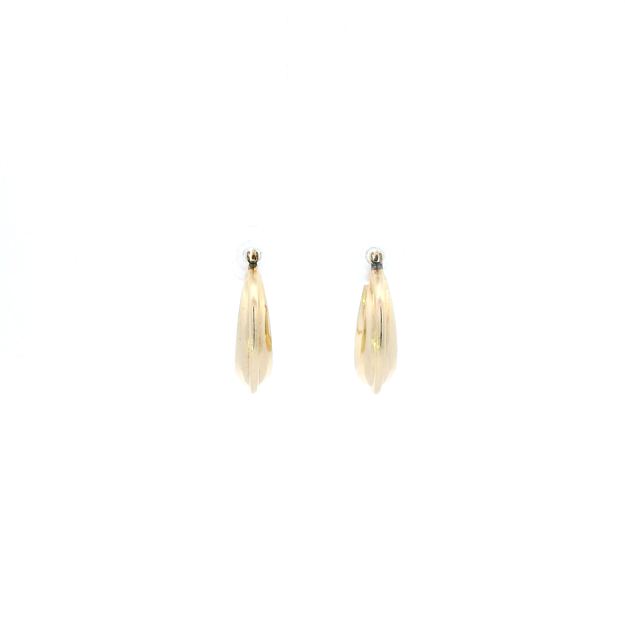 14K Yellow Gold 3 Layer Hollow Hoop Earrings