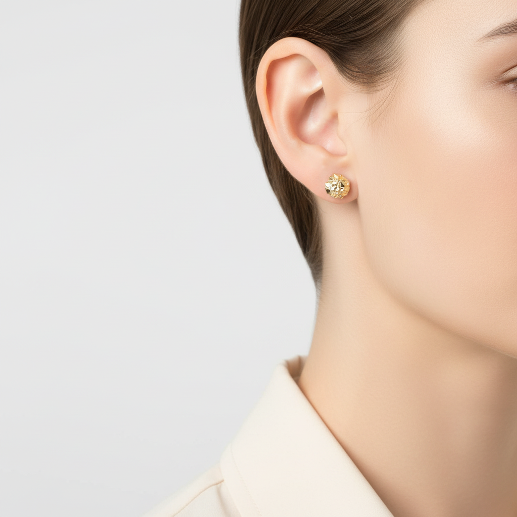 10K Yellow Gold Nugget Stud Earrings