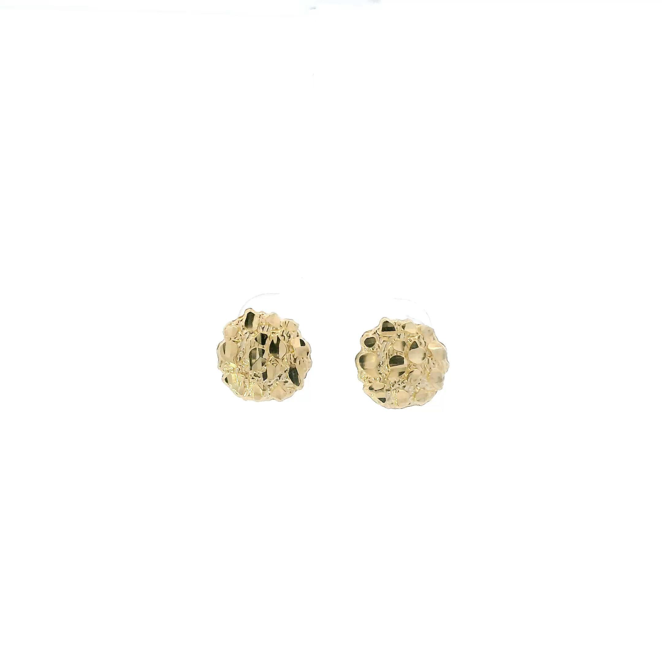 10K Yellow Gold Round Nugget Earrings