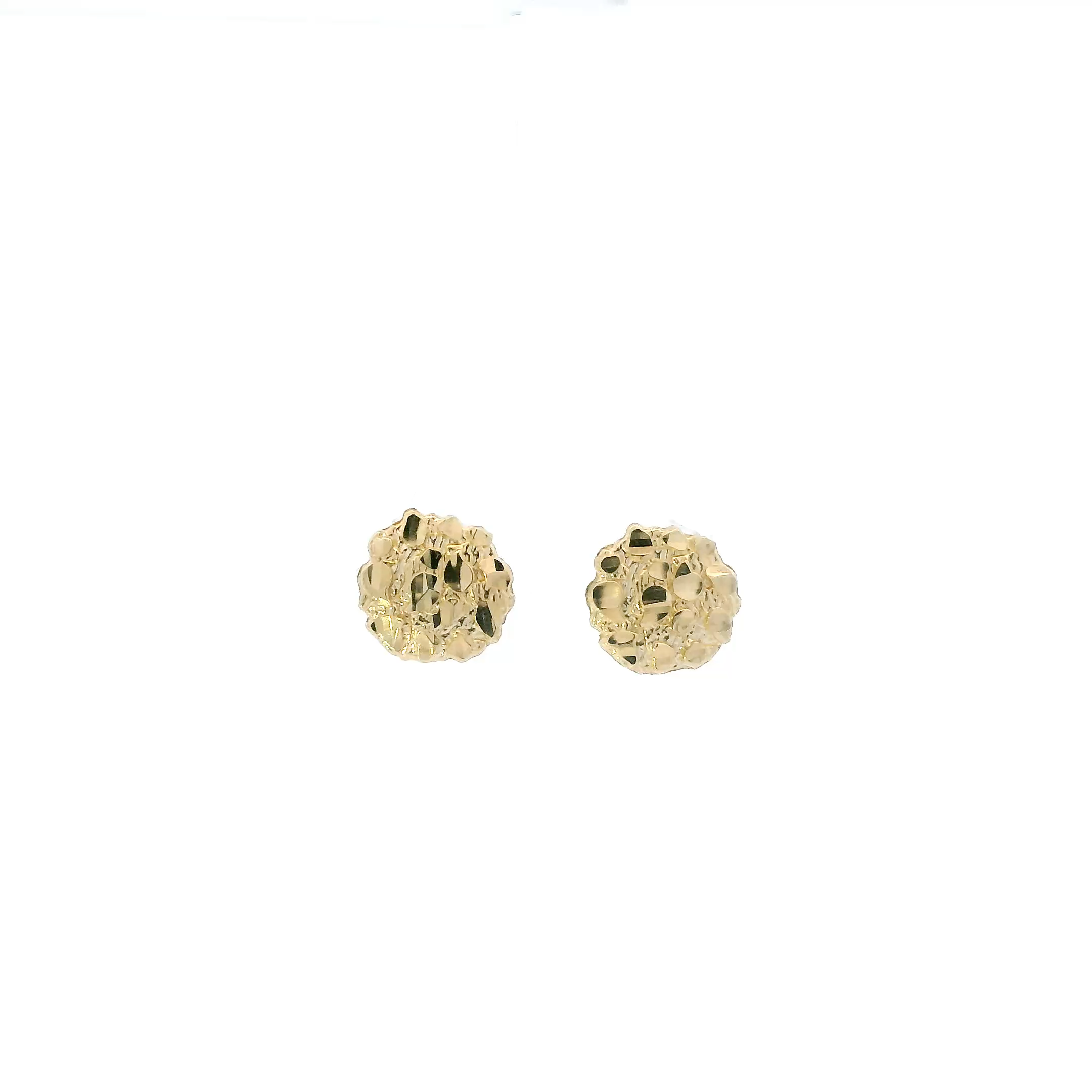 10K Yellow Gold Round Nugget Earrings