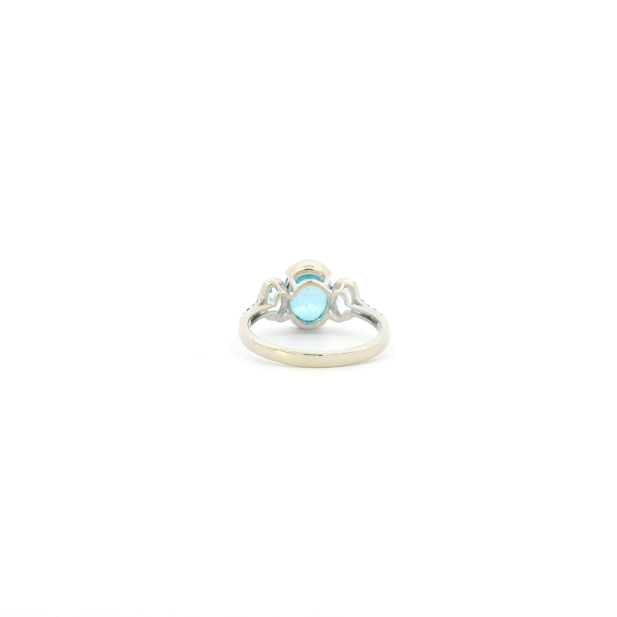 14K White Gold Blue Topaz, Aquamarine, & Blue Diamonds Womens Ring - 0.05ct