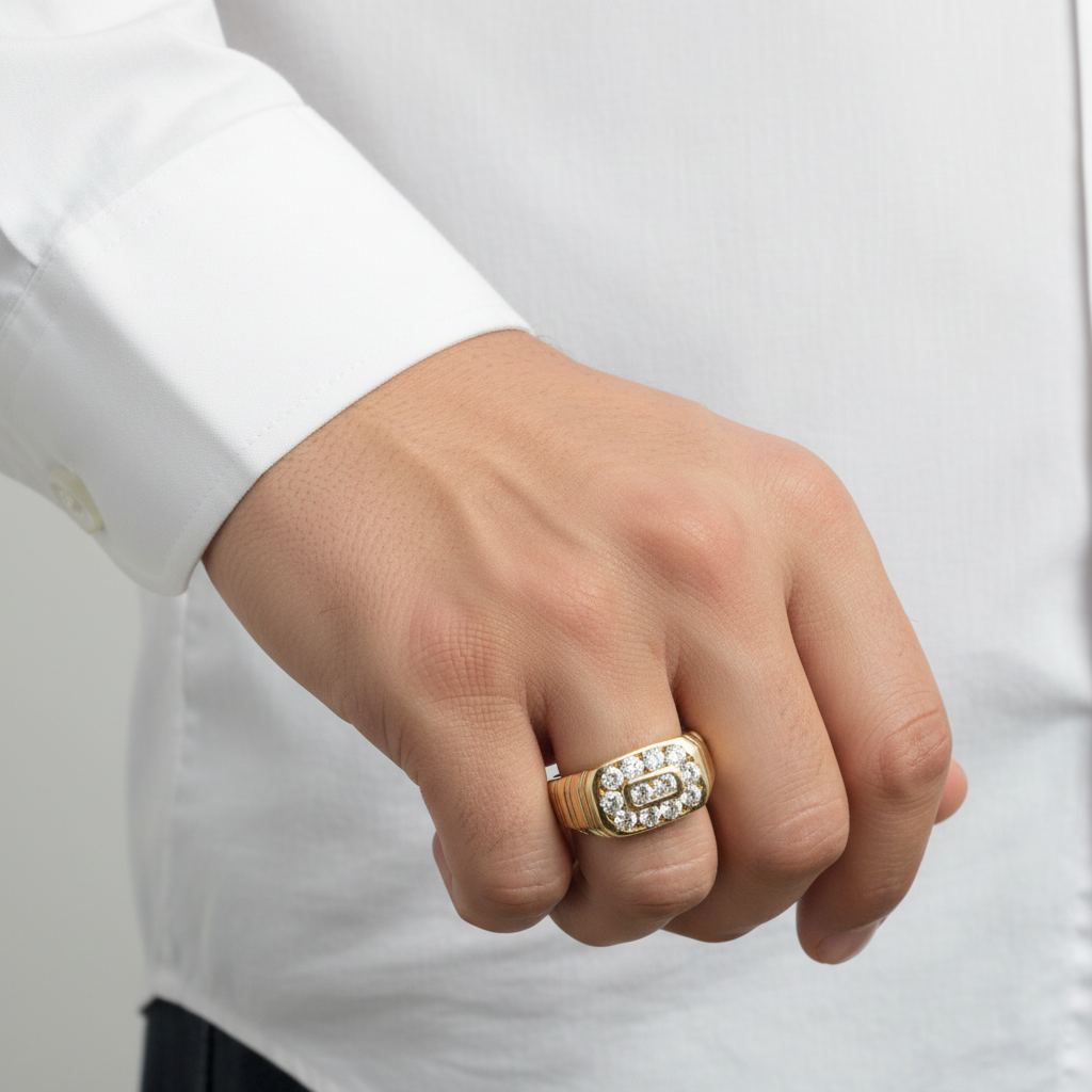 14K Yellow Gold Diamond Mens Ring - 1.20ct