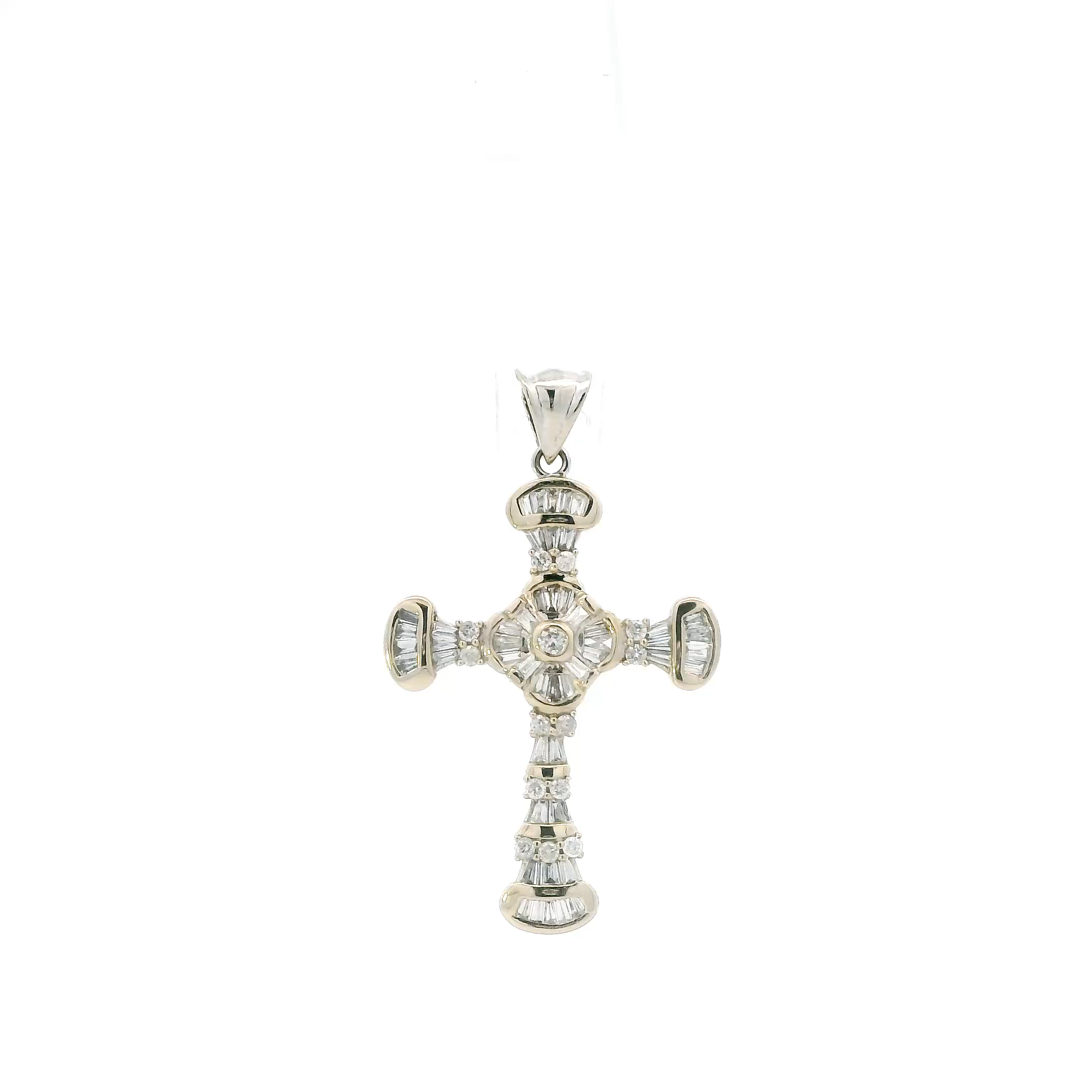 18K White Gold Diamond Cross Pendant - 0.19ct