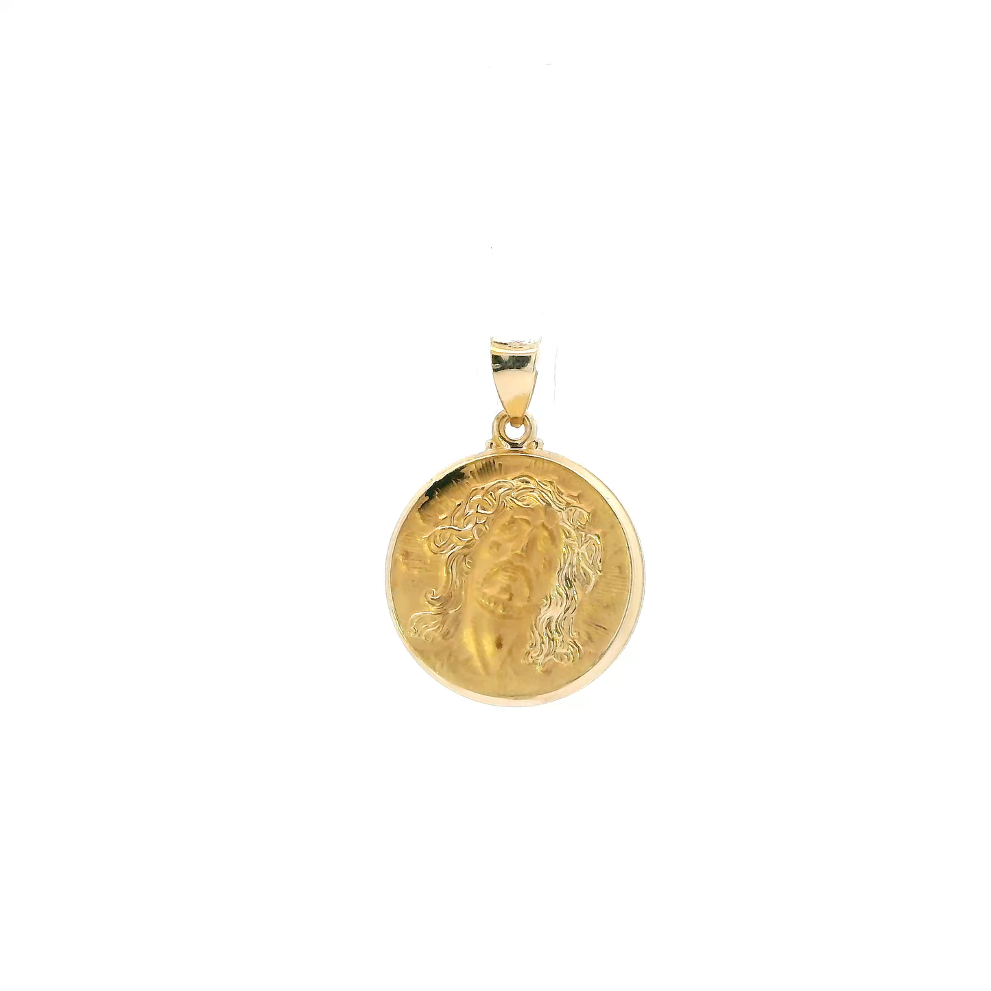 14K Yellow Gold Diamond Cut Jesus Face Pendant