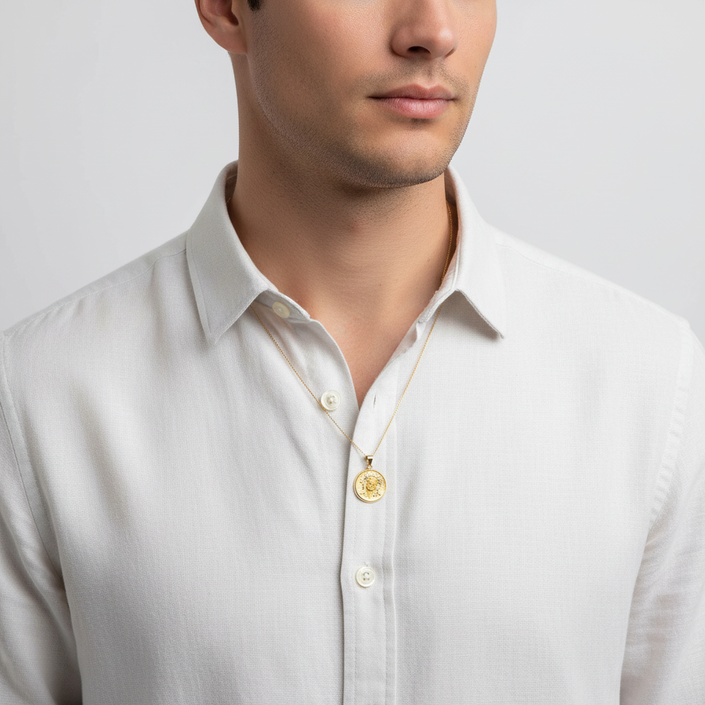 14K Yellow Gold Diamond Cut Jesus Face Pendant