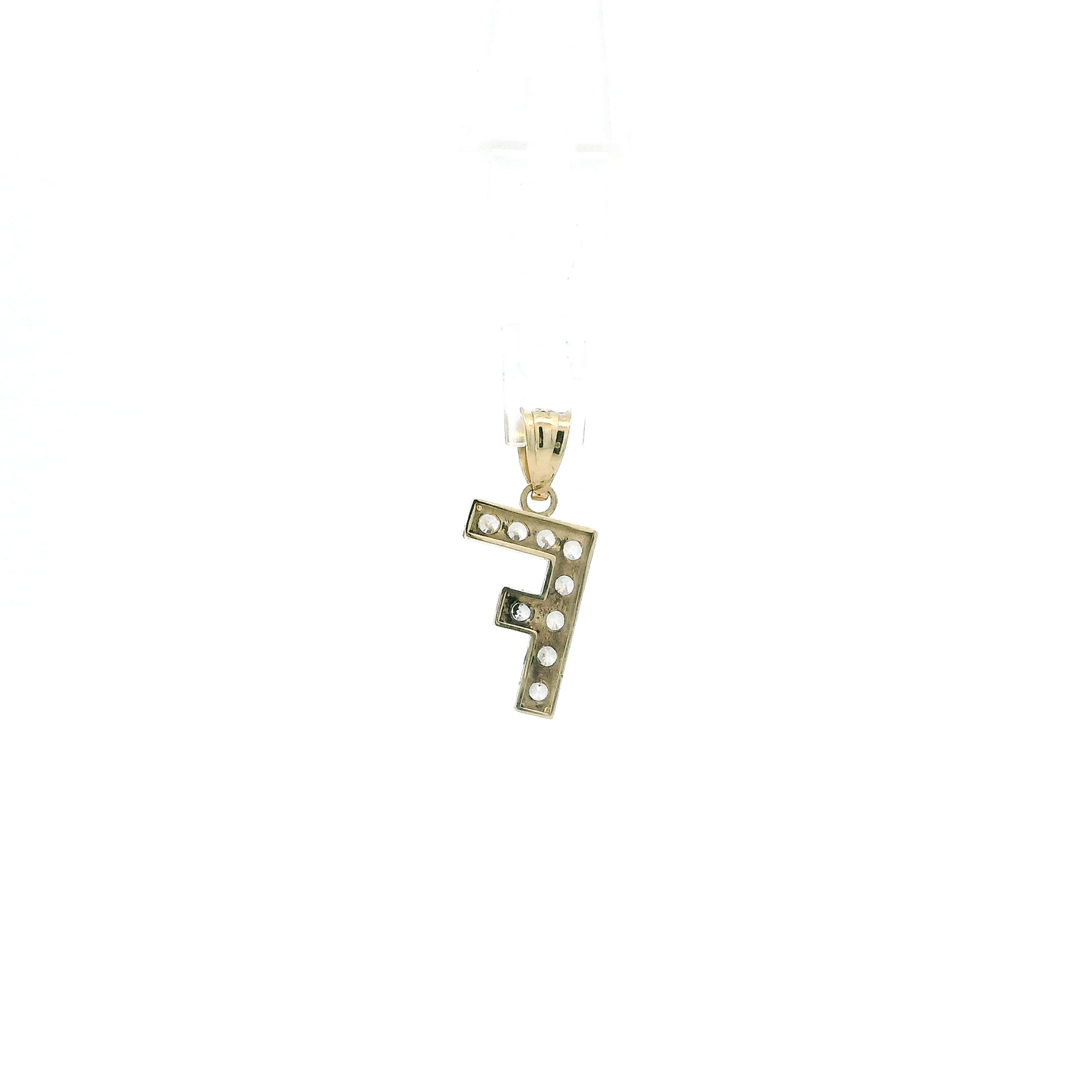 10K Yellow Gold Cz Letter "F" Pendant