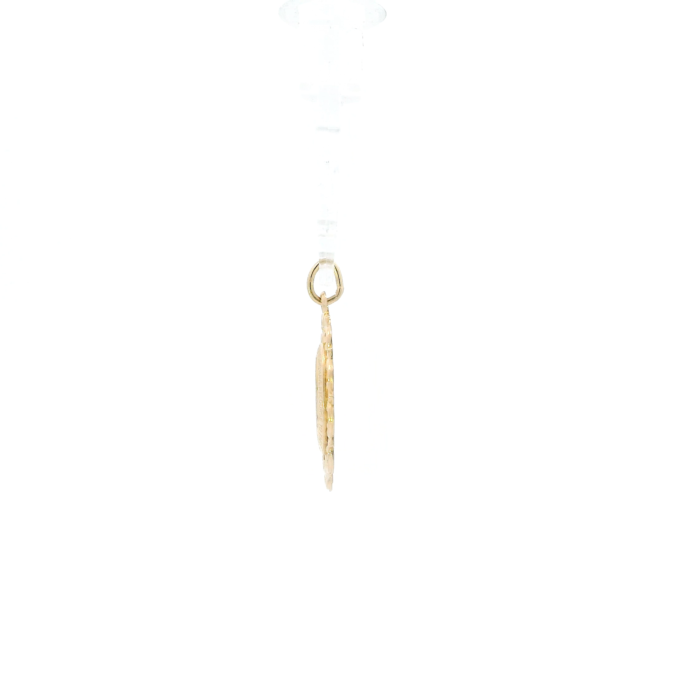 14K Yellow Gold Oval Filigree Religious Pendant