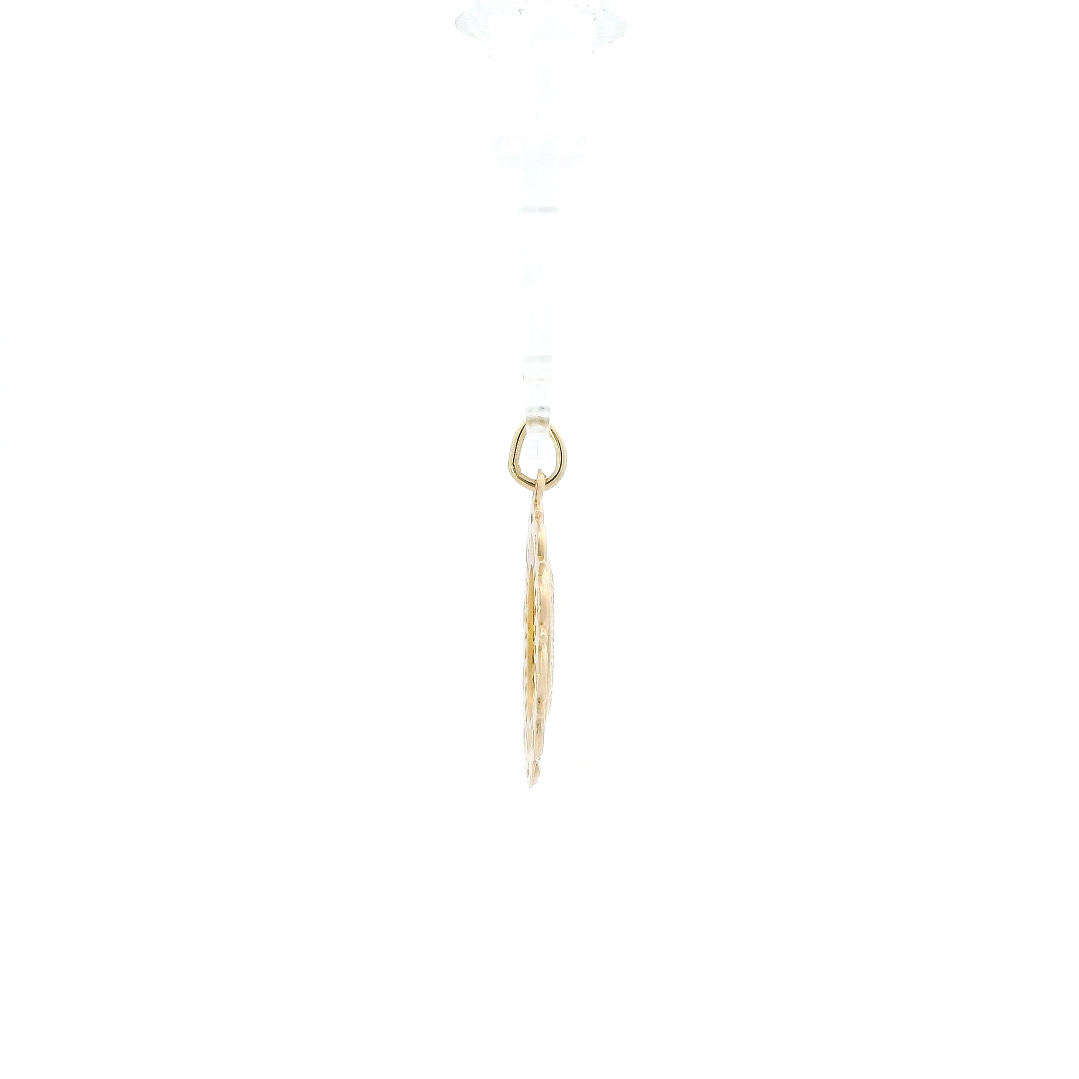 14K Yellow Gold Oval Filigree Religious Pendant