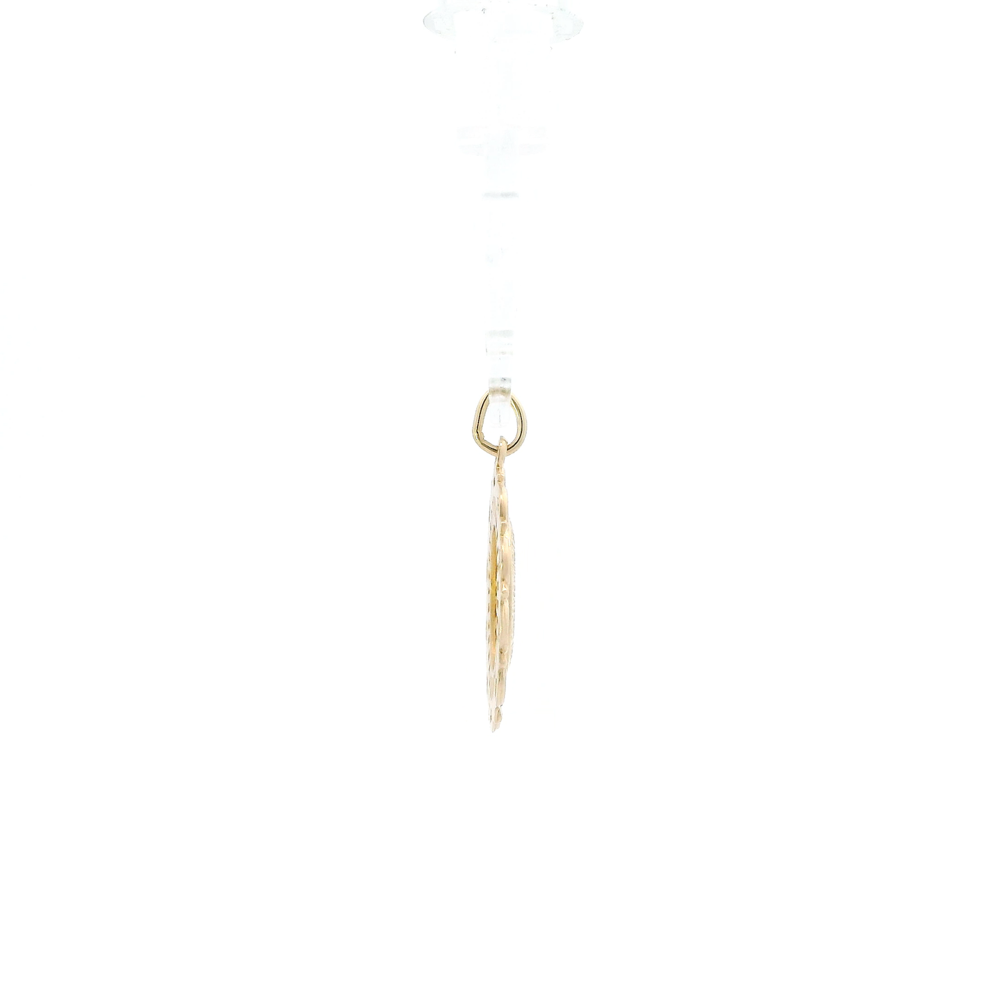 14K Yellow Gold Oval Filigree Religious Pendant