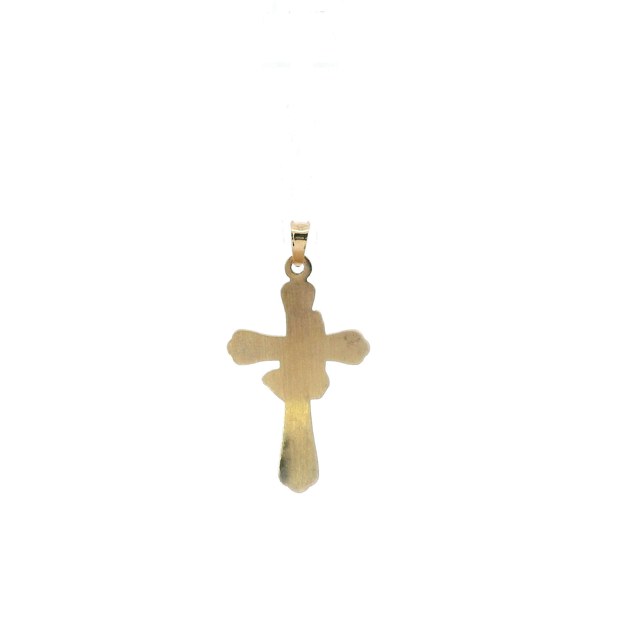 14K Yellow & White Gold Praying Hands Cross Pendant