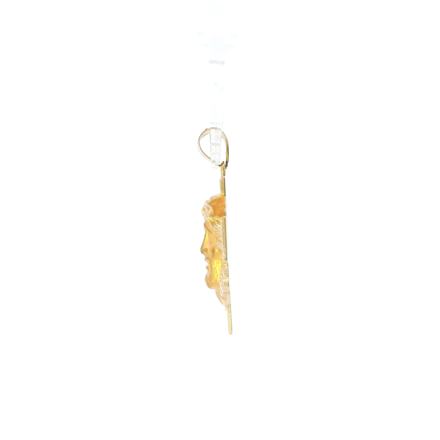 14K Yellow Gold Diamond Cut Jesus Face Cross Pendant