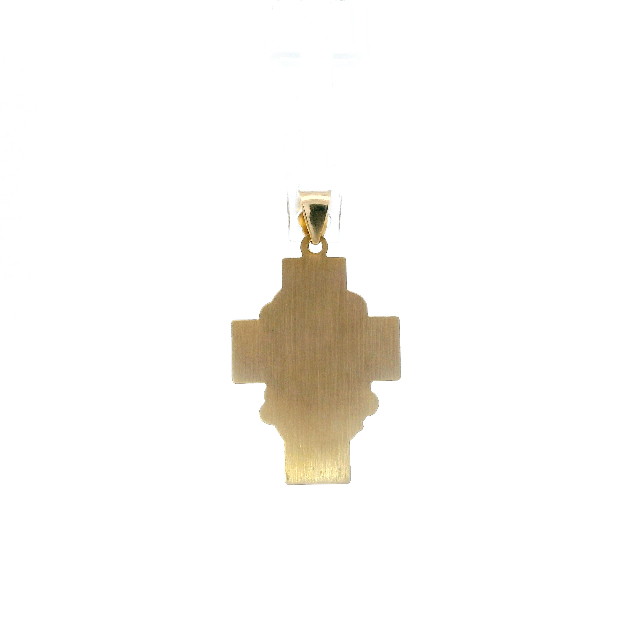 14K Yellow Gold Diamond Cut Jesus Face Cross Pendant