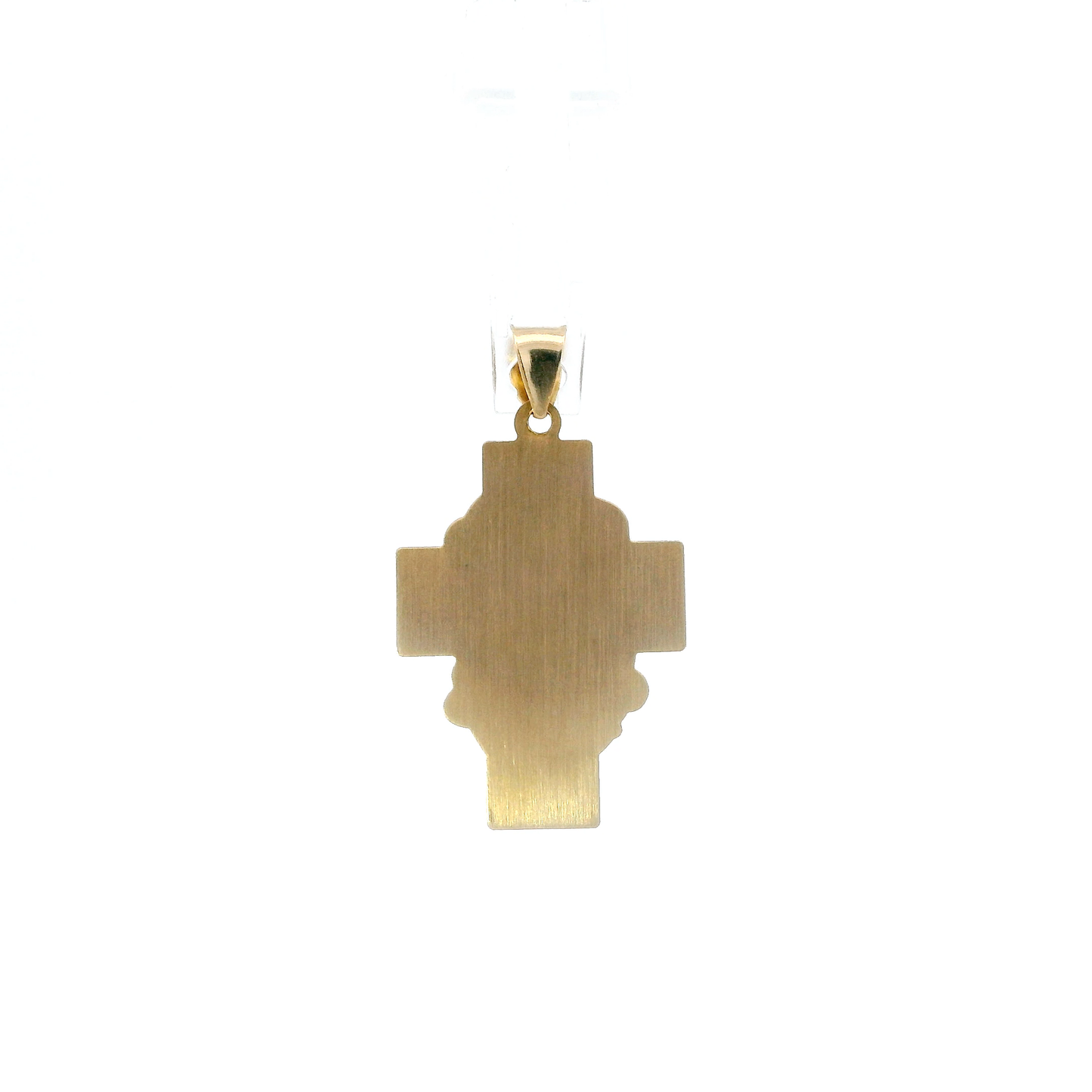 14K Yellow Gold Diamond Cut Jesus Face Cross Pendant