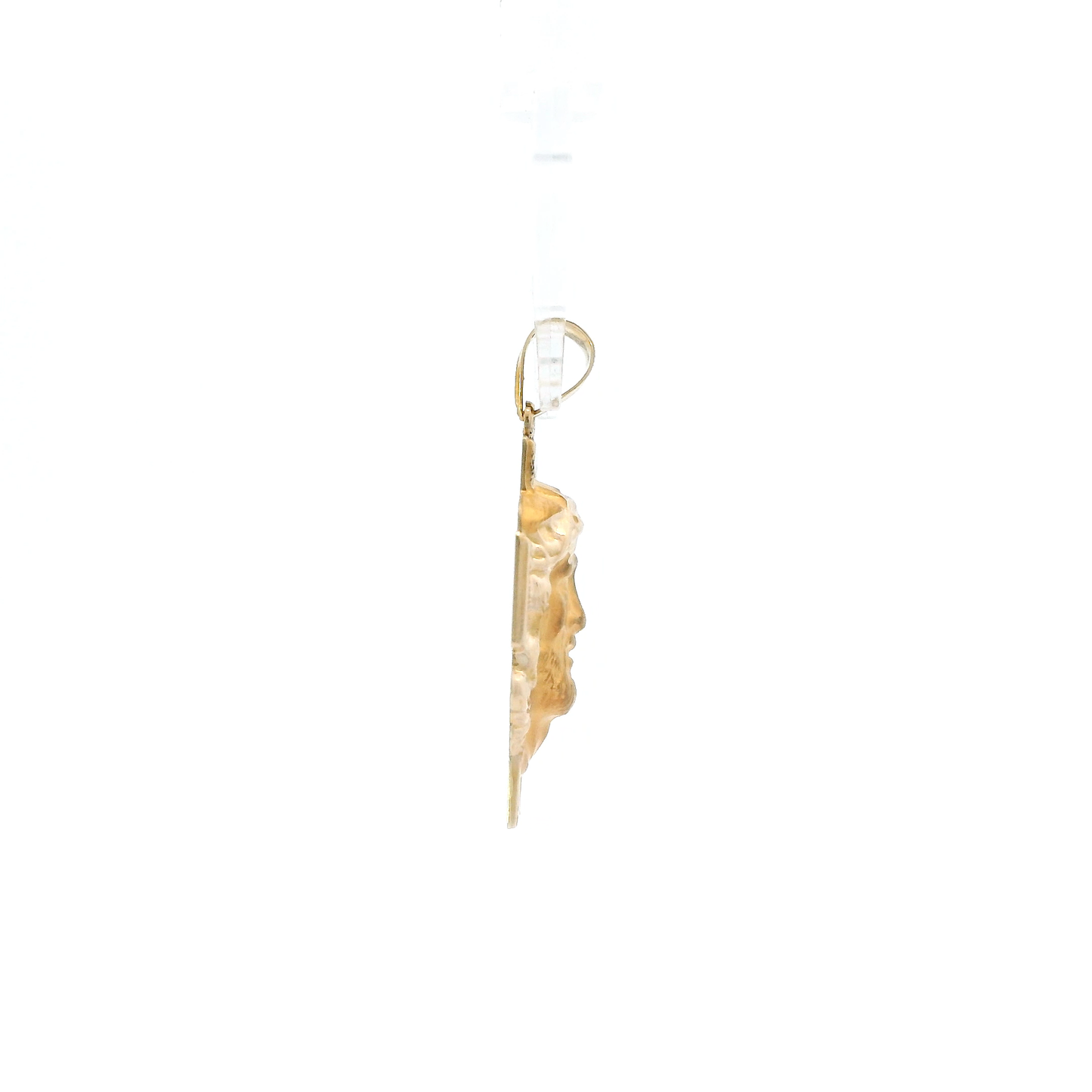 14K Yellow Gold Diamond Cut Jesus Face Cross Pendant