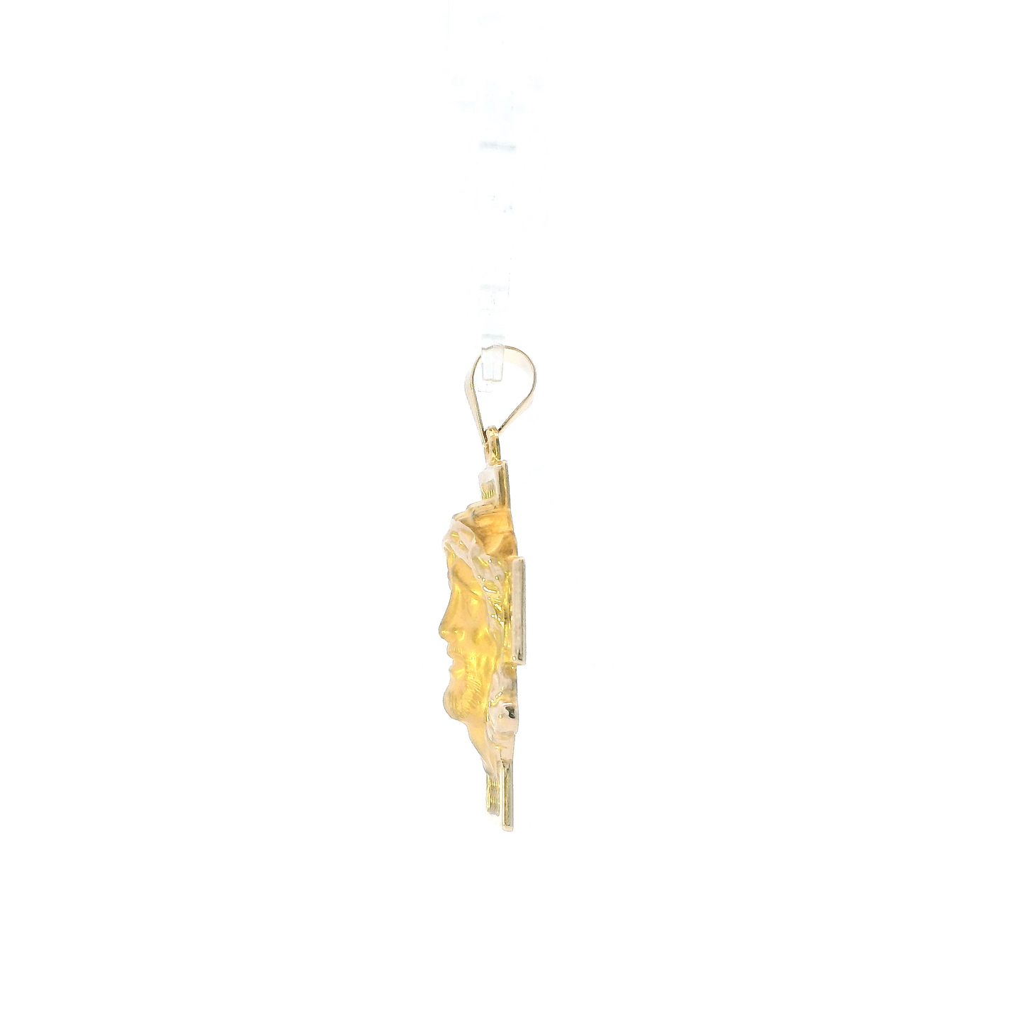 14K Yellow Gold Diamond Cut Jesus Face Cross Pendant