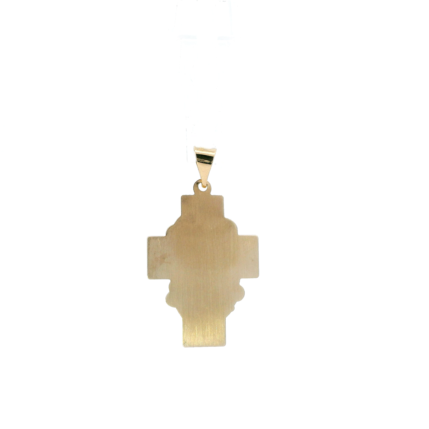 14K Yellow Gold Diamond Cut Jesus Face Cross Pendant