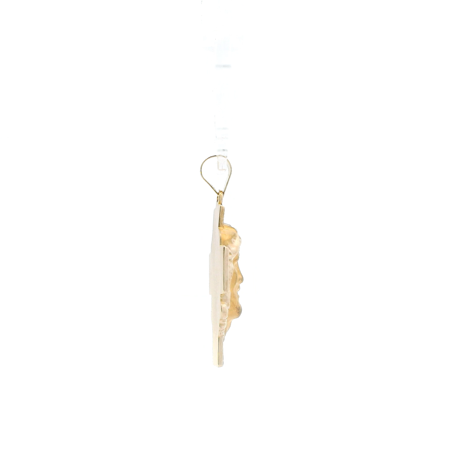 14K Yellow Gold Diamond Cut Jesus Face Cross Pendant