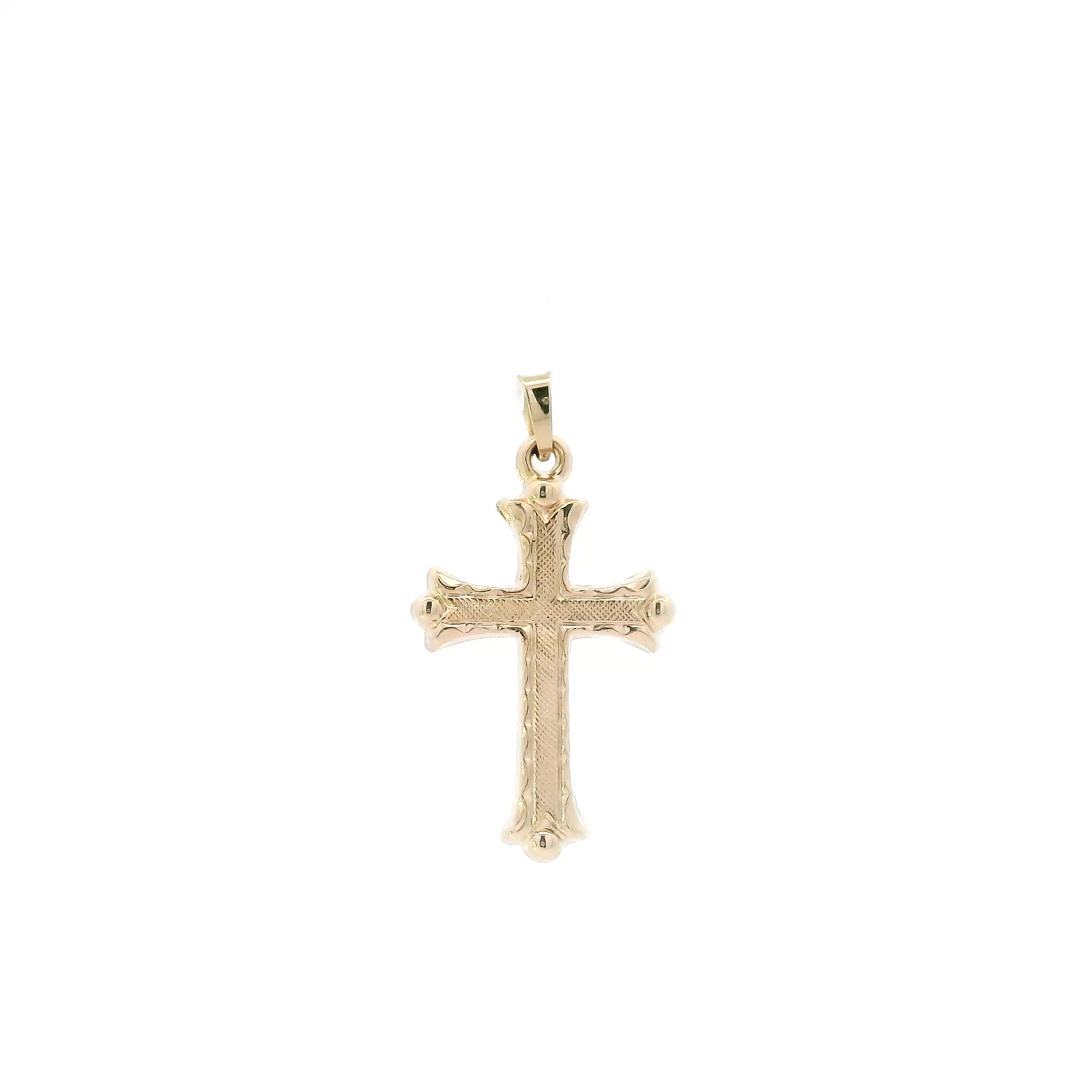 14K Yellow Gold Diamond Cut Cross Pendant