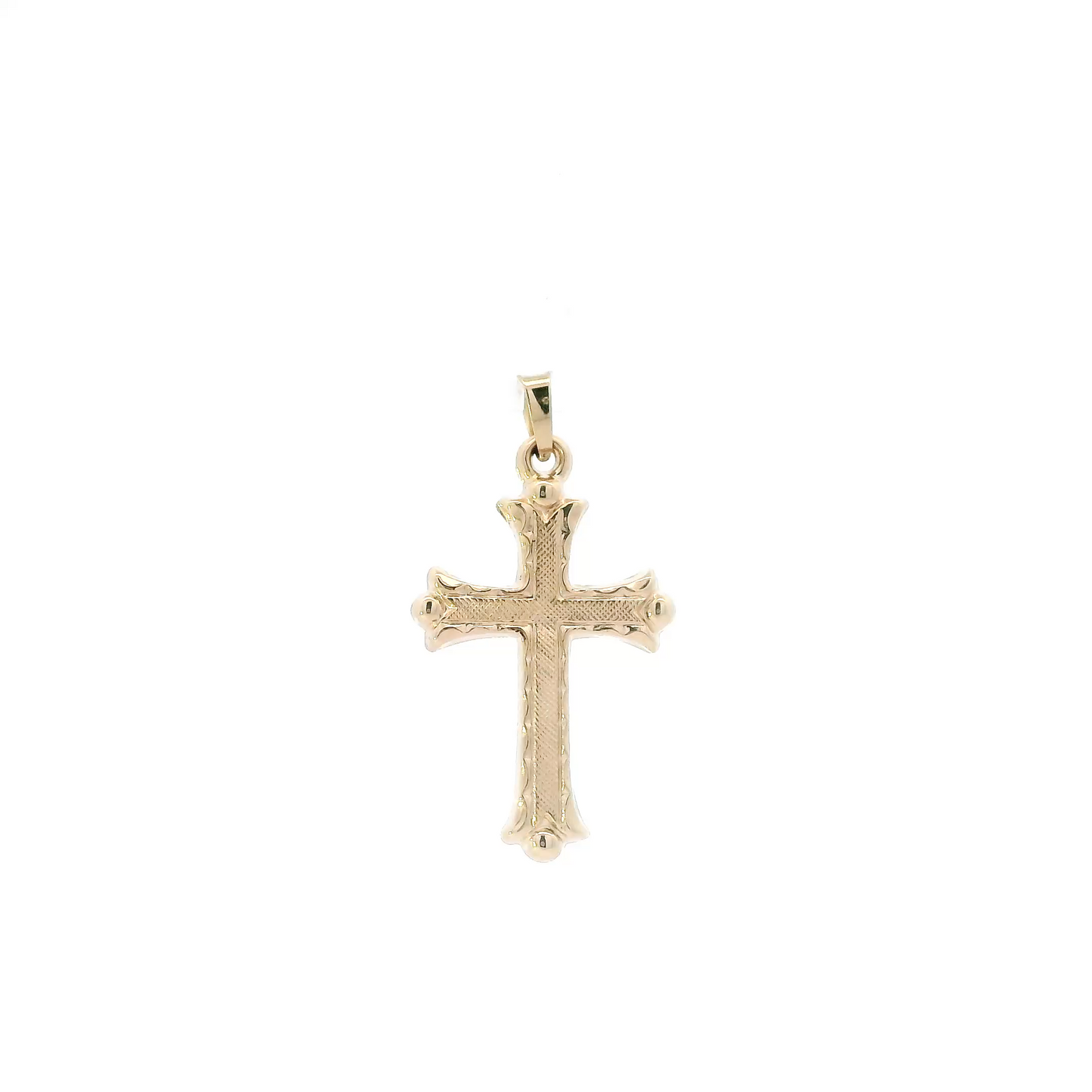 14K Yellow Gold Diamond Cut Cross Pendant