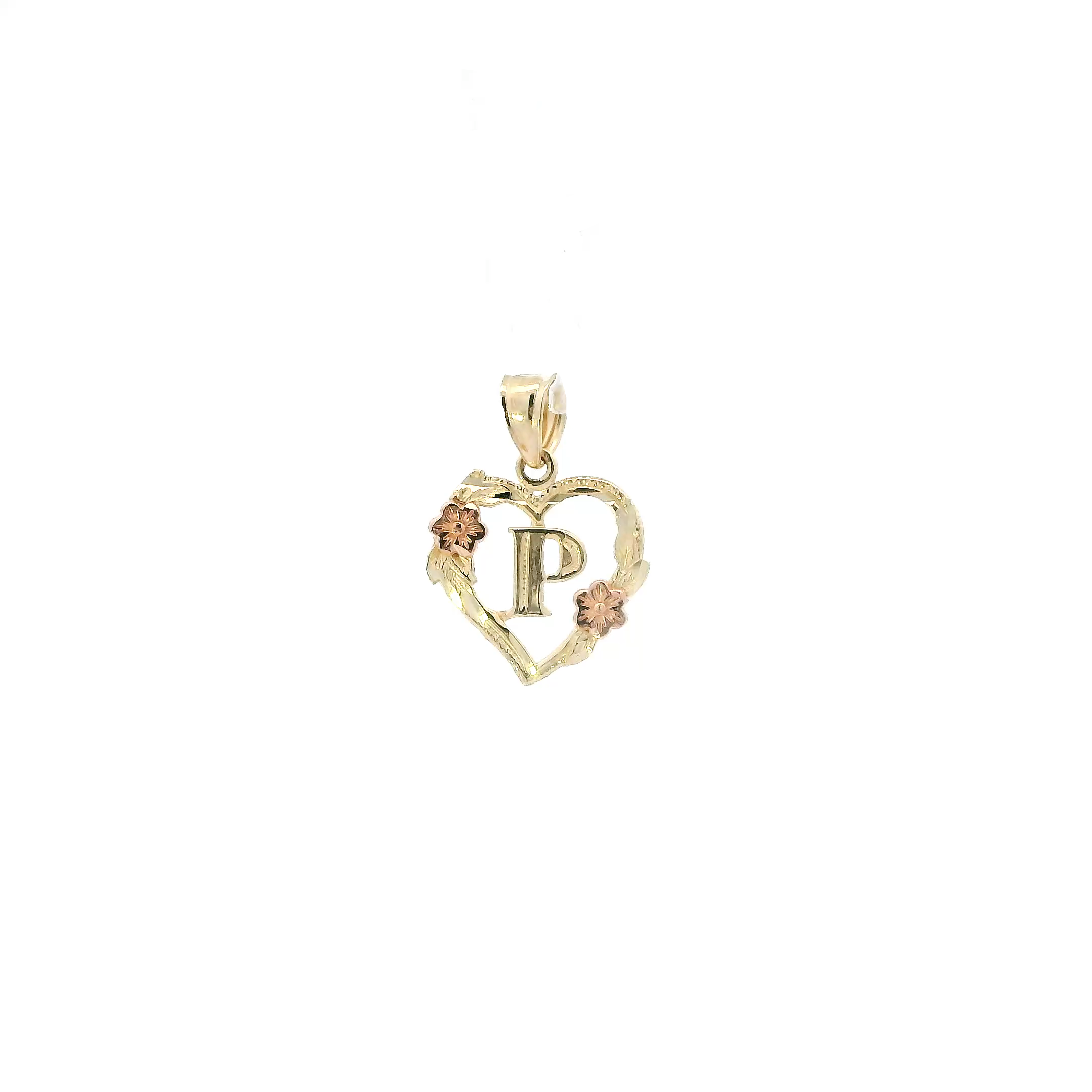 14K Yellow & Rose Gold Diamond Cut Letter 