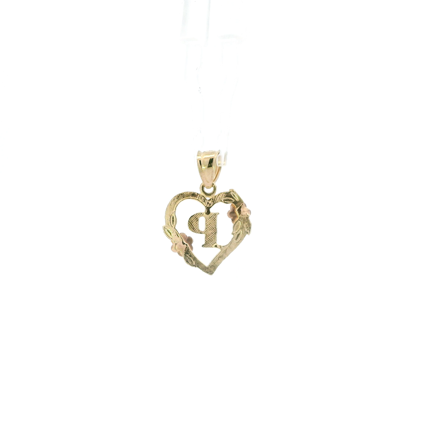 14K Yellow & Rose Gold Diamond Cut Letter "P" Heart & Flower Pendant