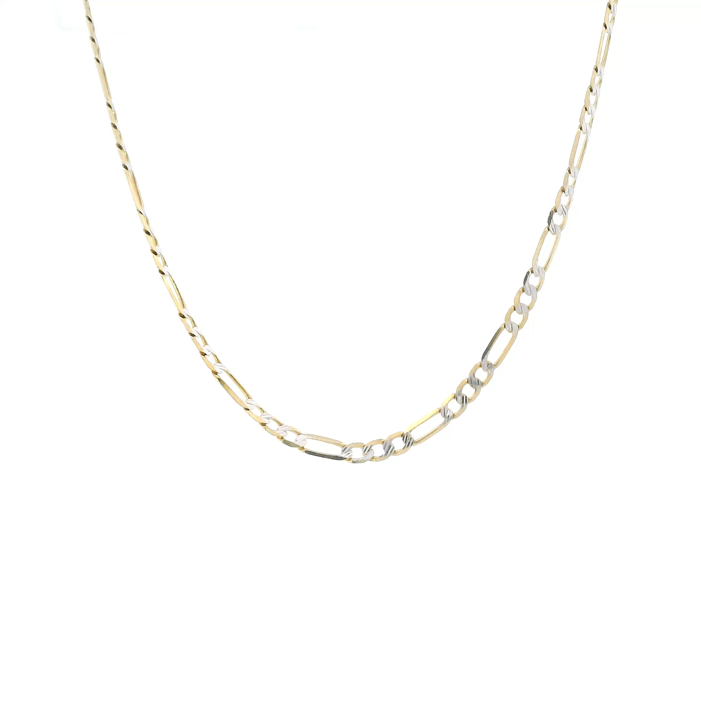14K Yellow Gold 21" Diamond Cut Figaro Link Chain