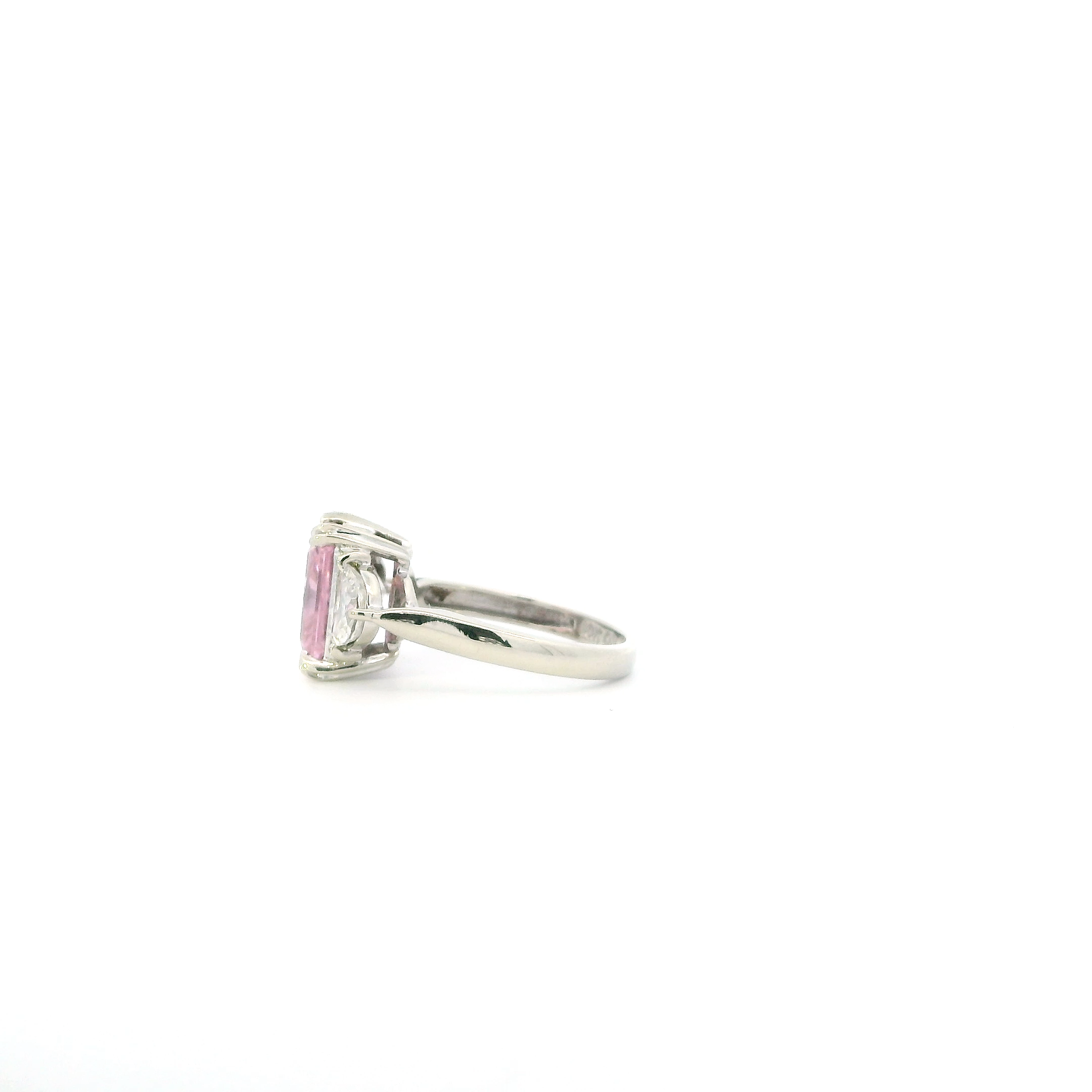 10K White Gold Pink Cz & White Cz Ring & Earrings Set