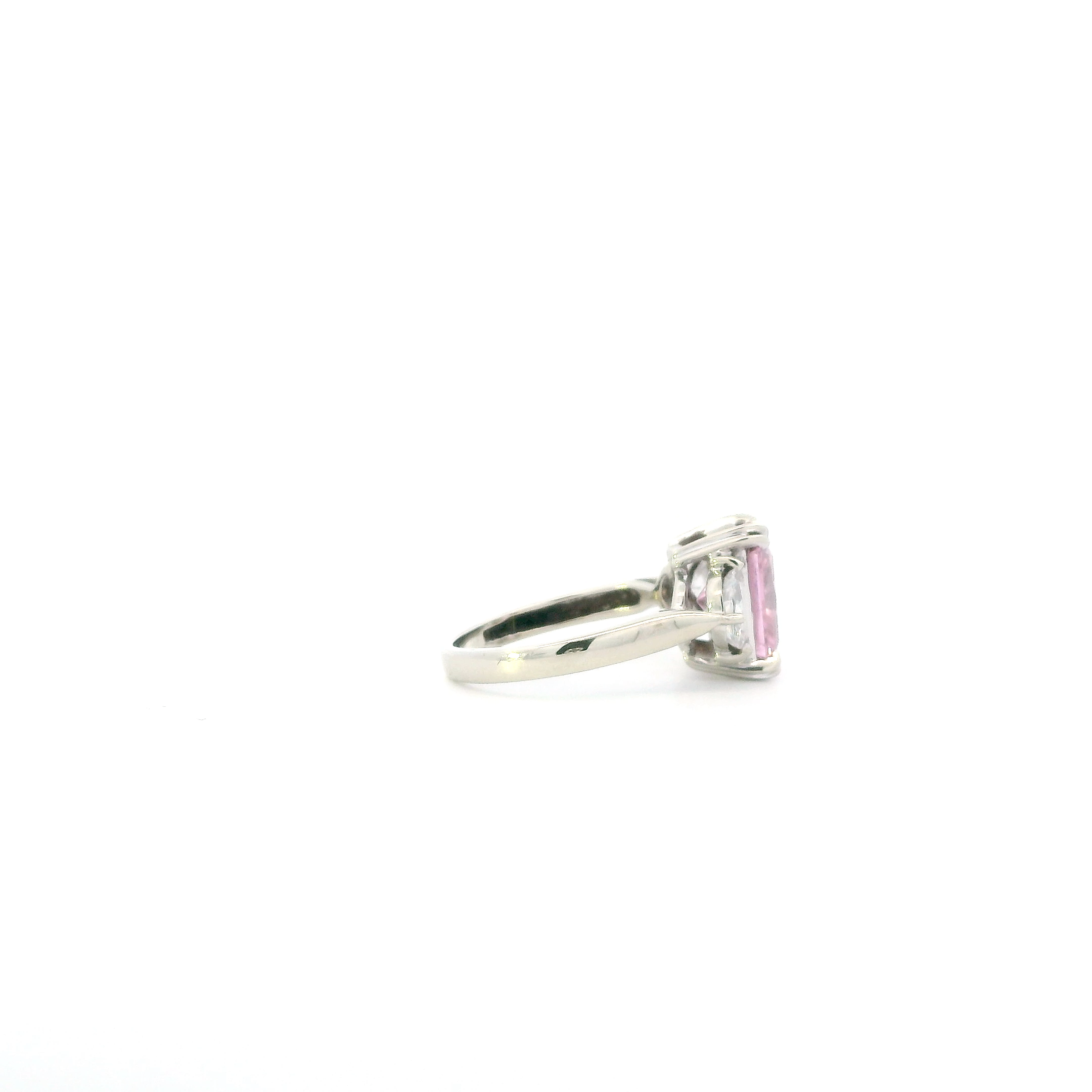 10K White Gold Pink Cz & White Cz Ring & Earrings Set