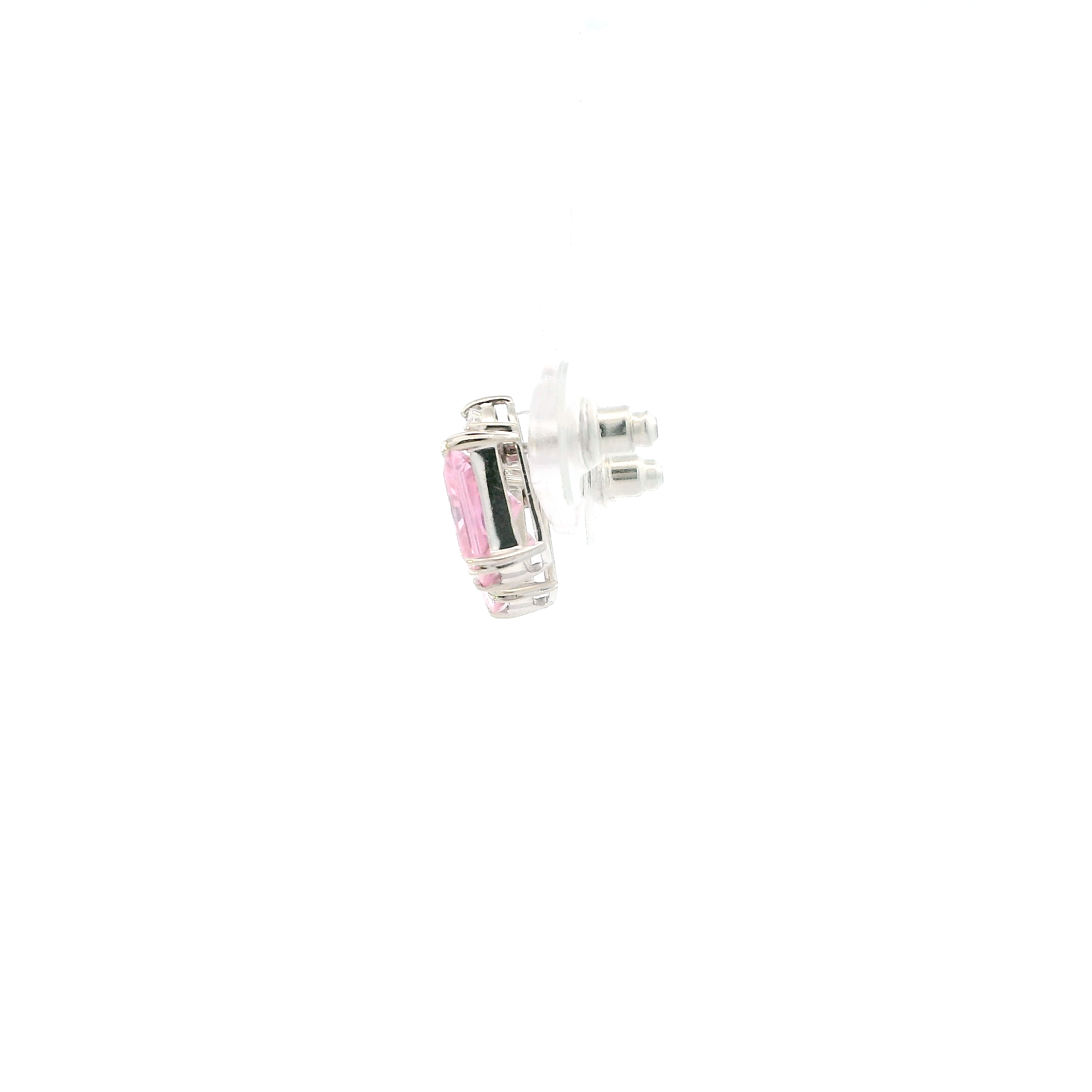 10K White Gold Pink Cz & White Cz Ring & Earrings Set