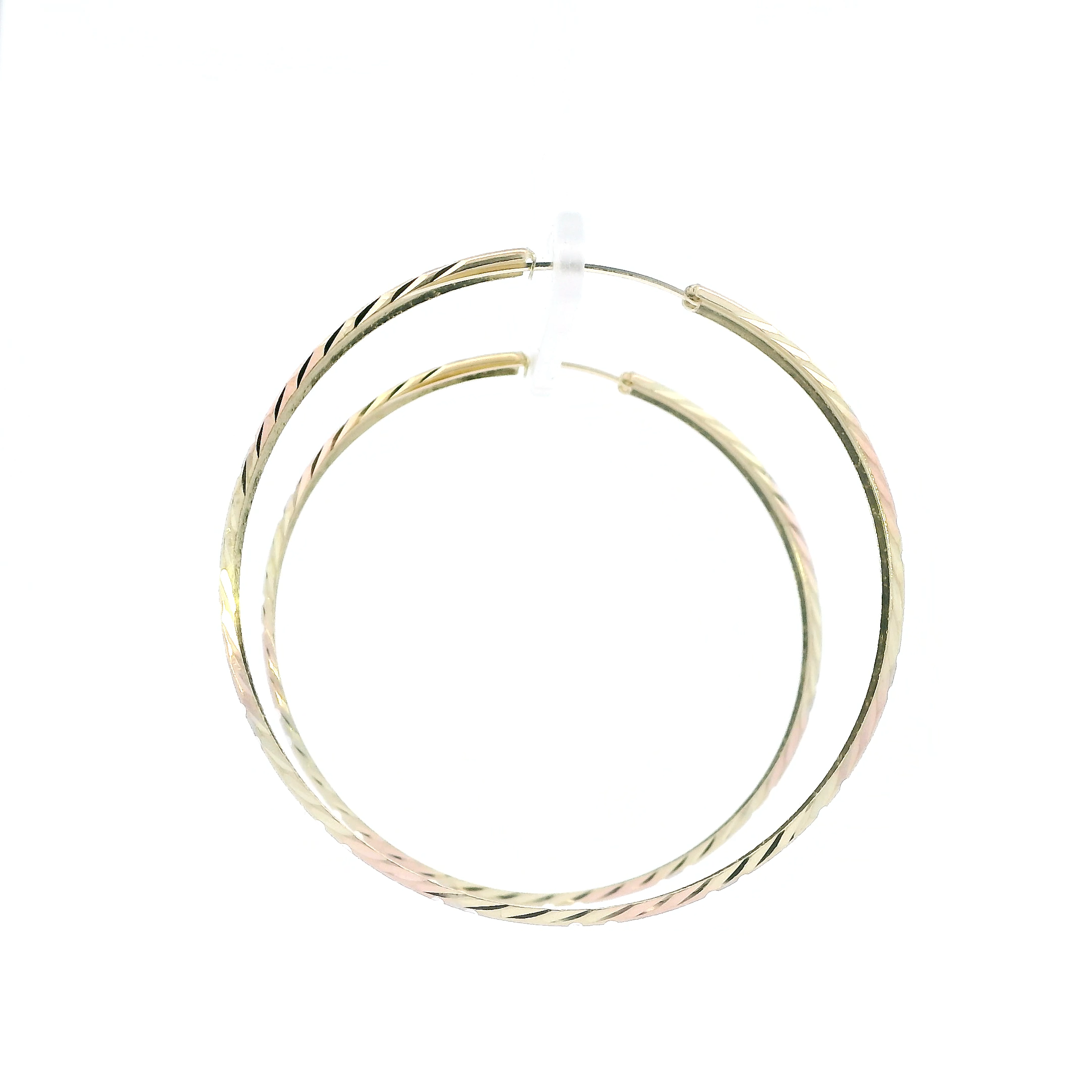 14K Tri Color Gold Greek Design Hoop Earrings