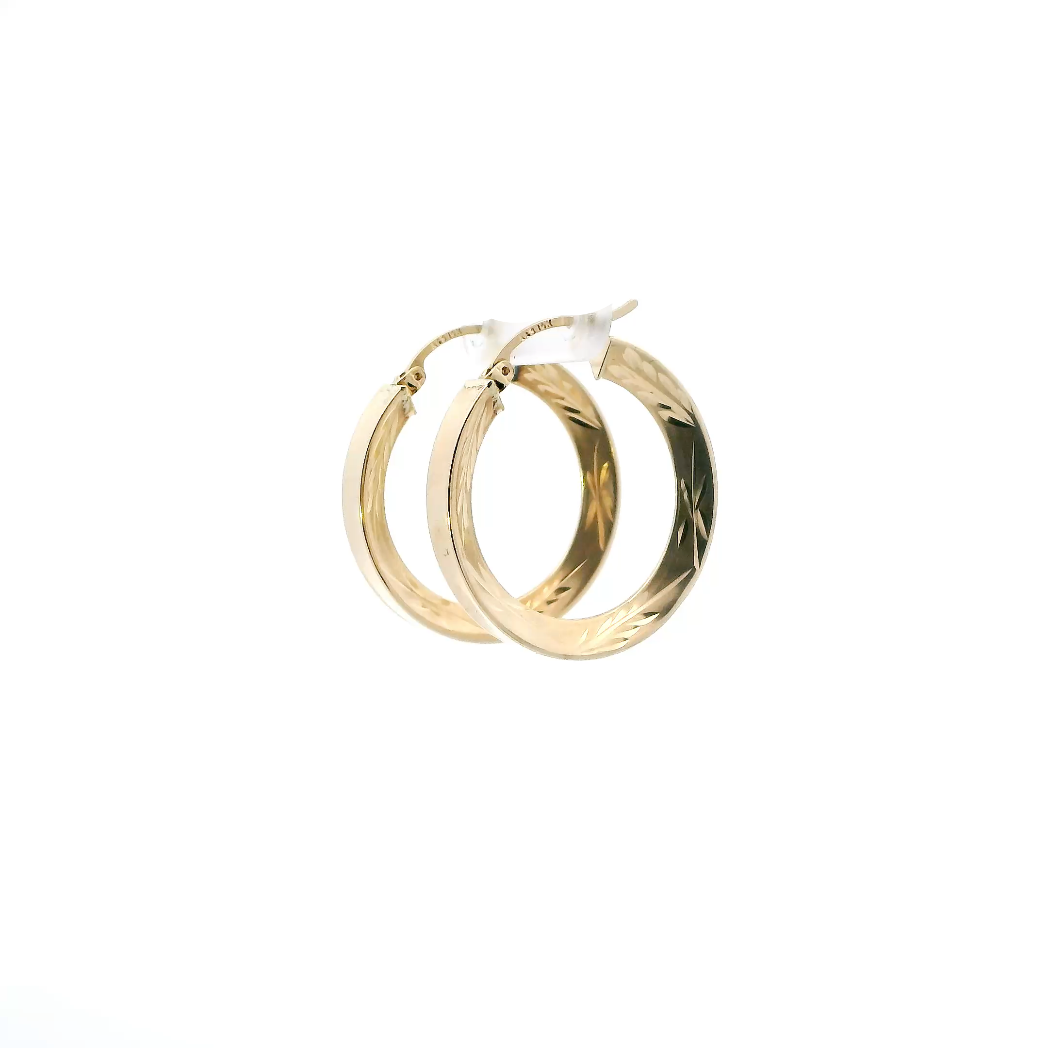 14K Yellow Gold Wheat Design Hoop Earrings