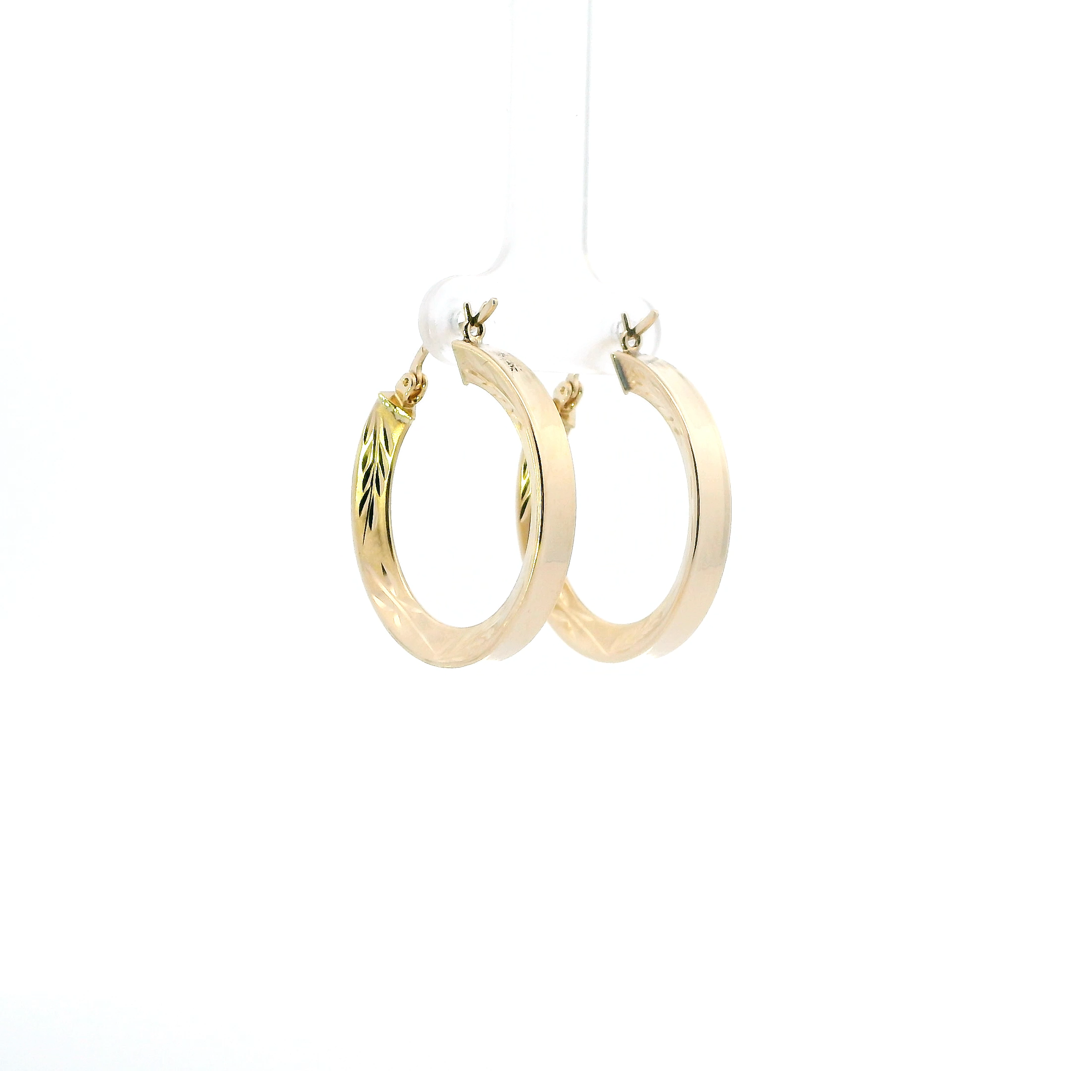 14K Yellow Gold Wheat Design Hoop Earrings