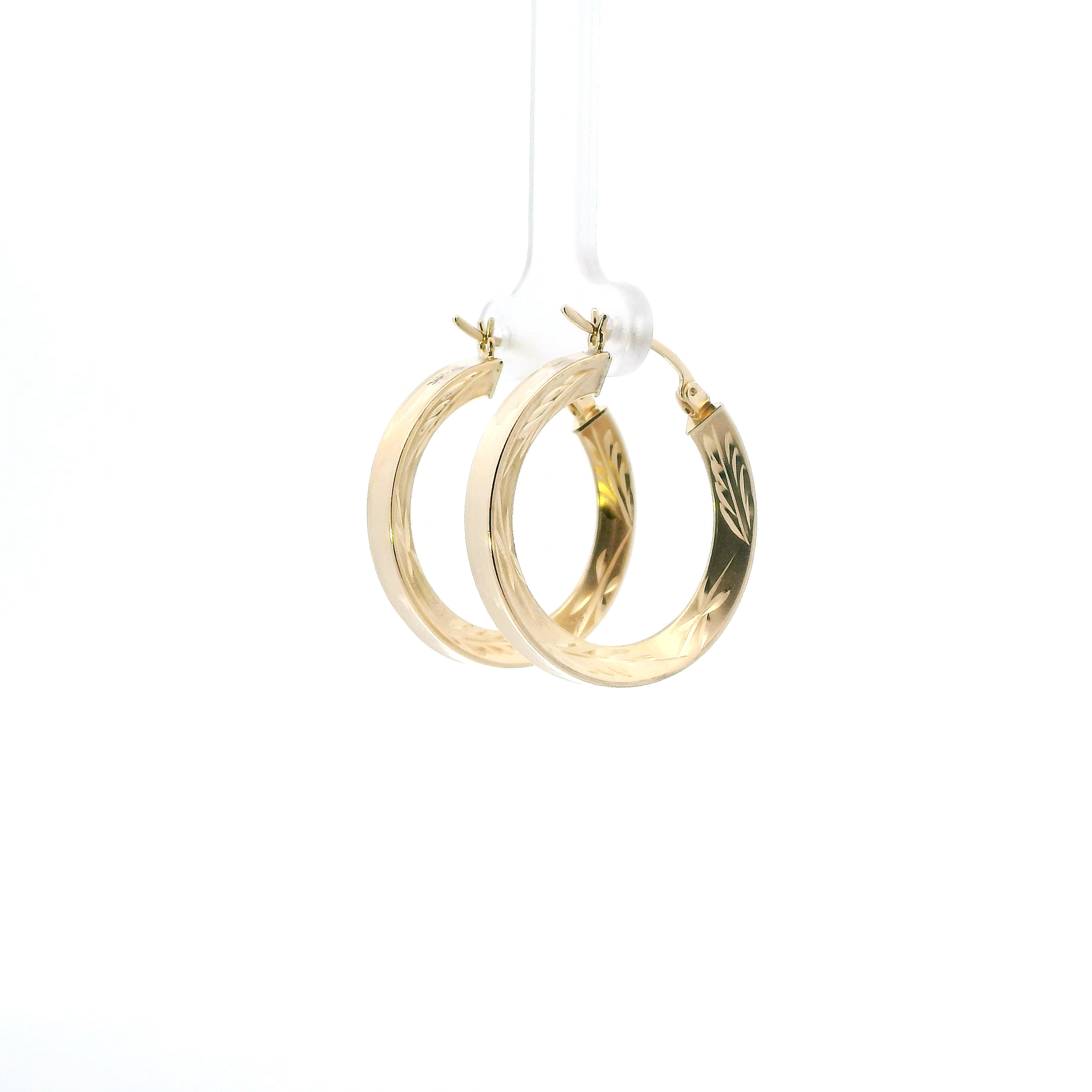 14K Yellow Gold Wheat Design Hoop Earrings