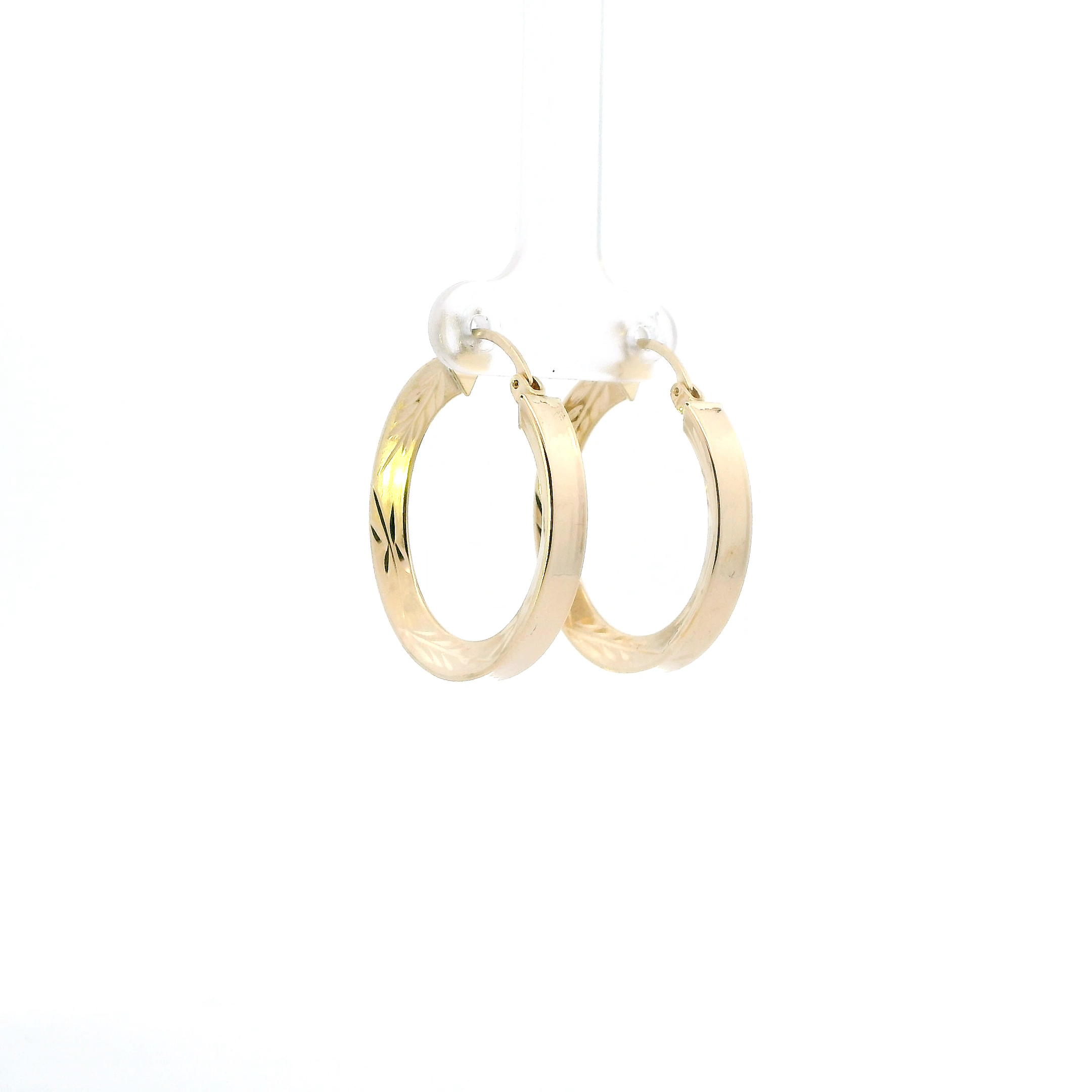 14K Yellow Gold Wheat Design Hoop Earrings