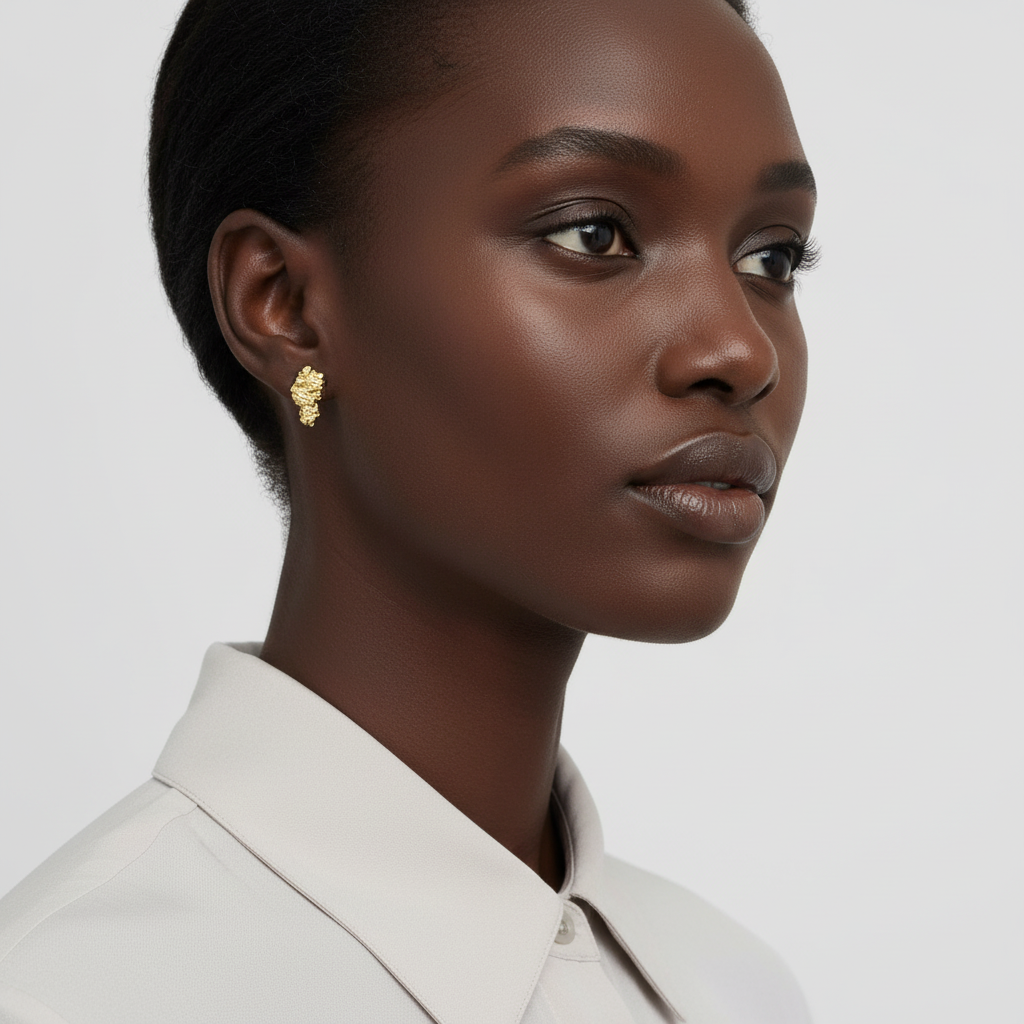 10K Yellow Gold Nugget Stud Earrings