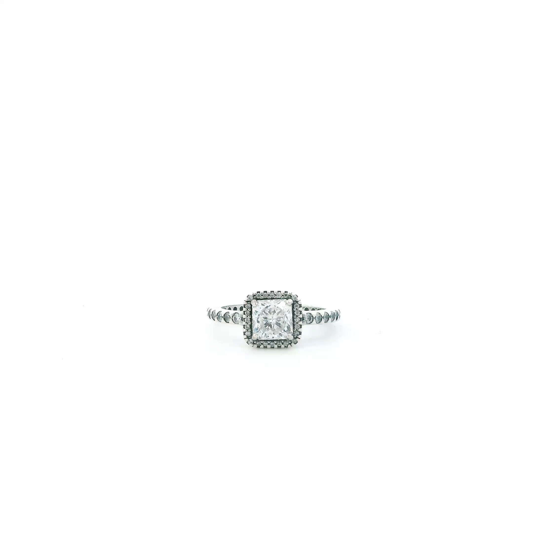Pandora Sterling Silver Timeless Square Sparkle Halo Womens Ring
