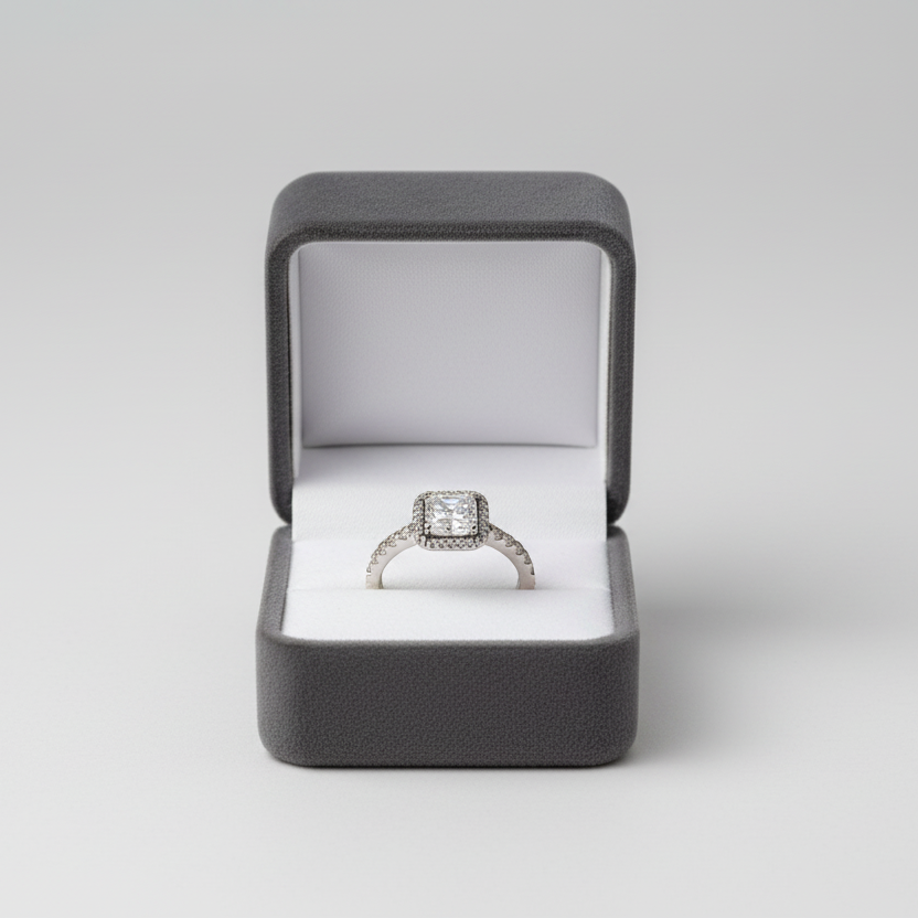 Pandora Sterling Silver Timeless Square Sparkle Halo Womens Ring