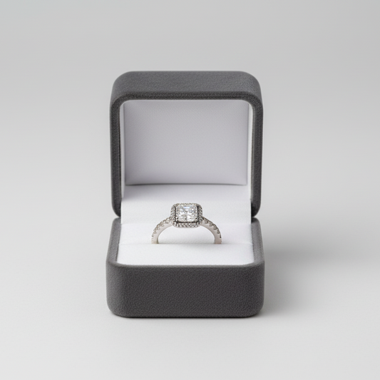 Pandora Sterling Silver Timeless Square Sparkle Halo Womens Ring