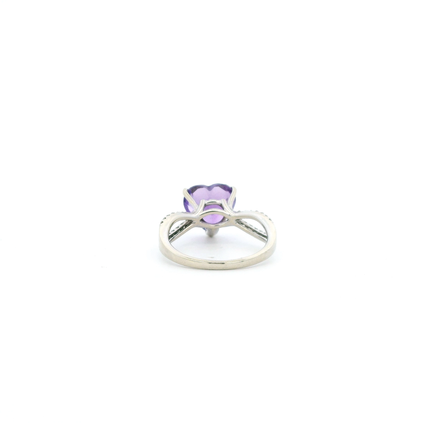 14K White Gold Amethyst & Diamond Womens Ring - 0.26ct