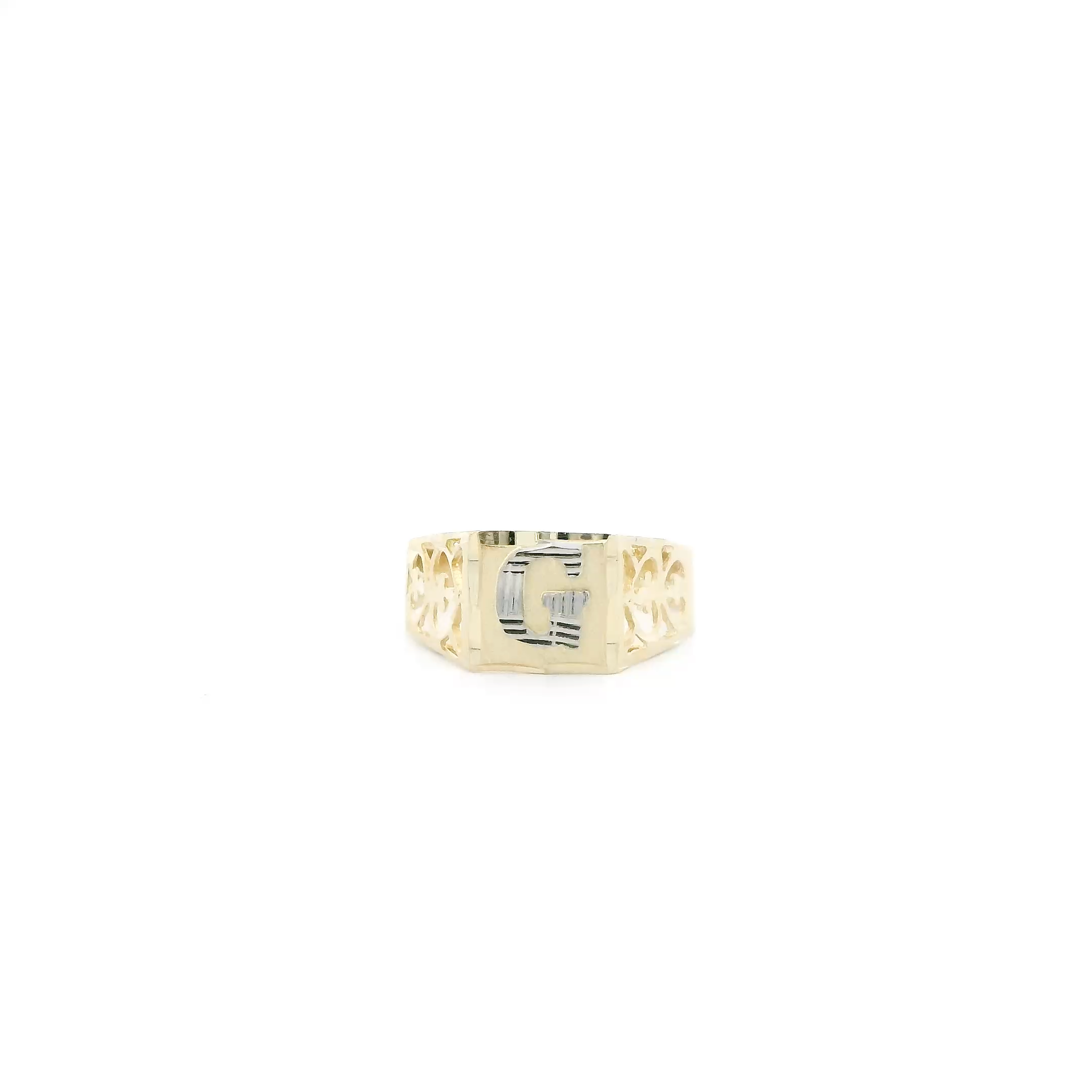 14K Yellow Gold Diamond Cut Letter 