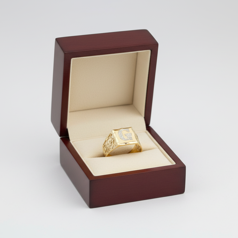 14K Yellow Gold Diamond Cut Letter 