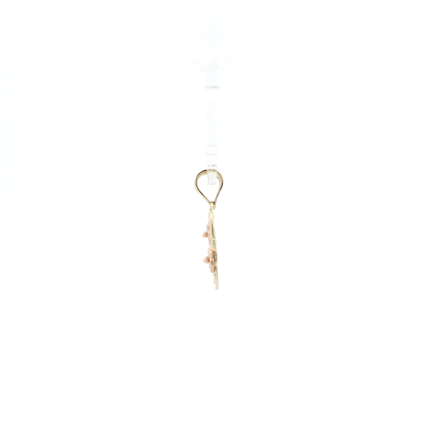 14K Yellow & White Gold Letter "C" Heart & Flower Pendant