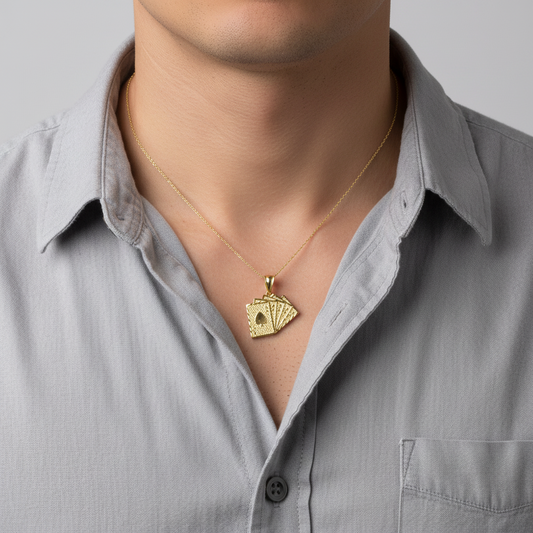 10K Yellow Gold Card Deck Pendant