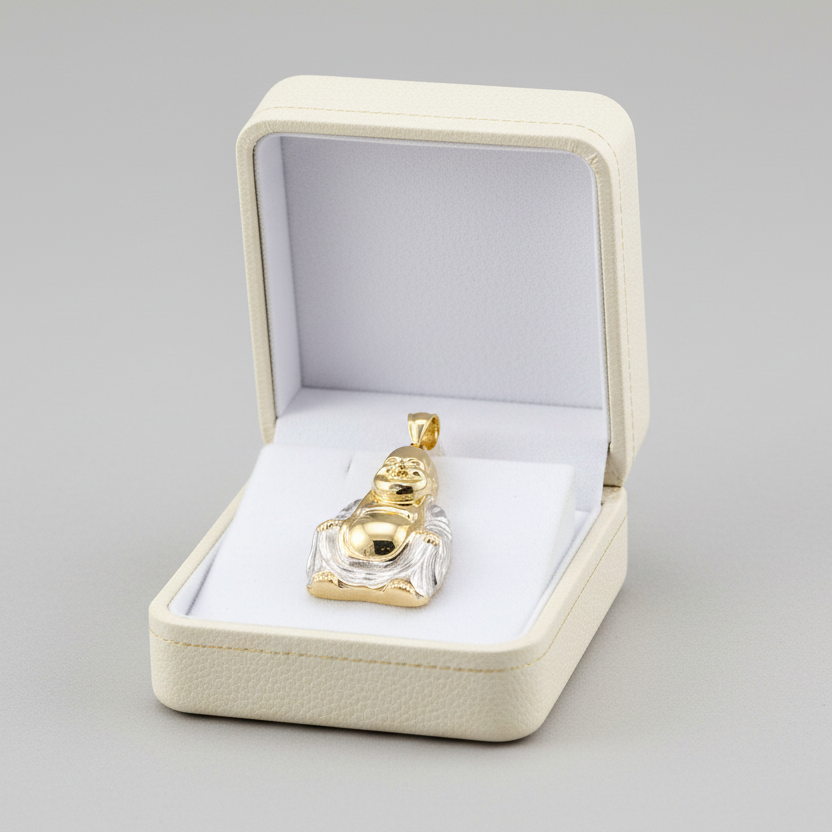10K Yellow & White Gold Buddha Pendant